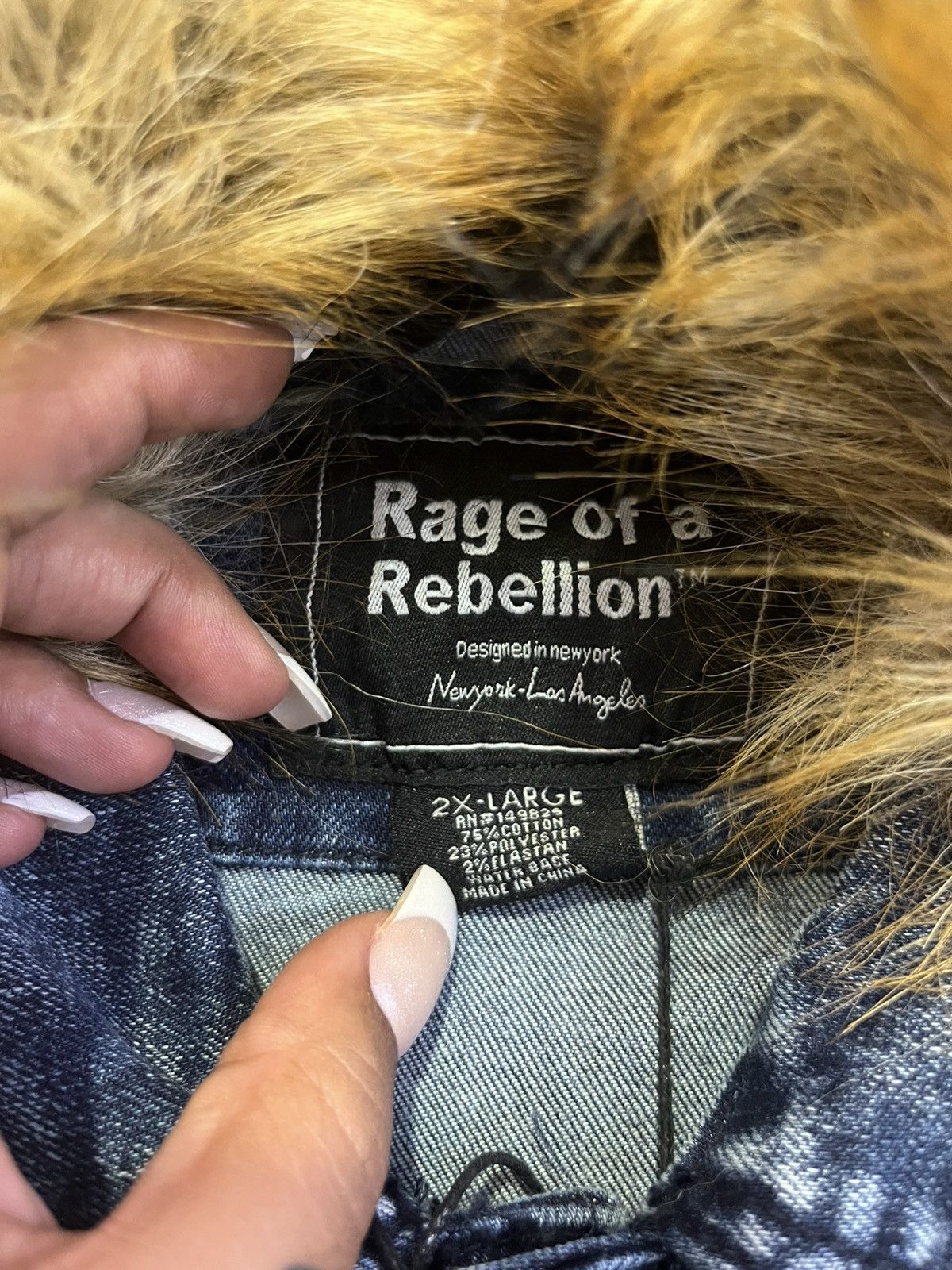 Other Denim Jacket with Fur Collar Size US XXL / EU 58 / 5 - 3 Thumbnail