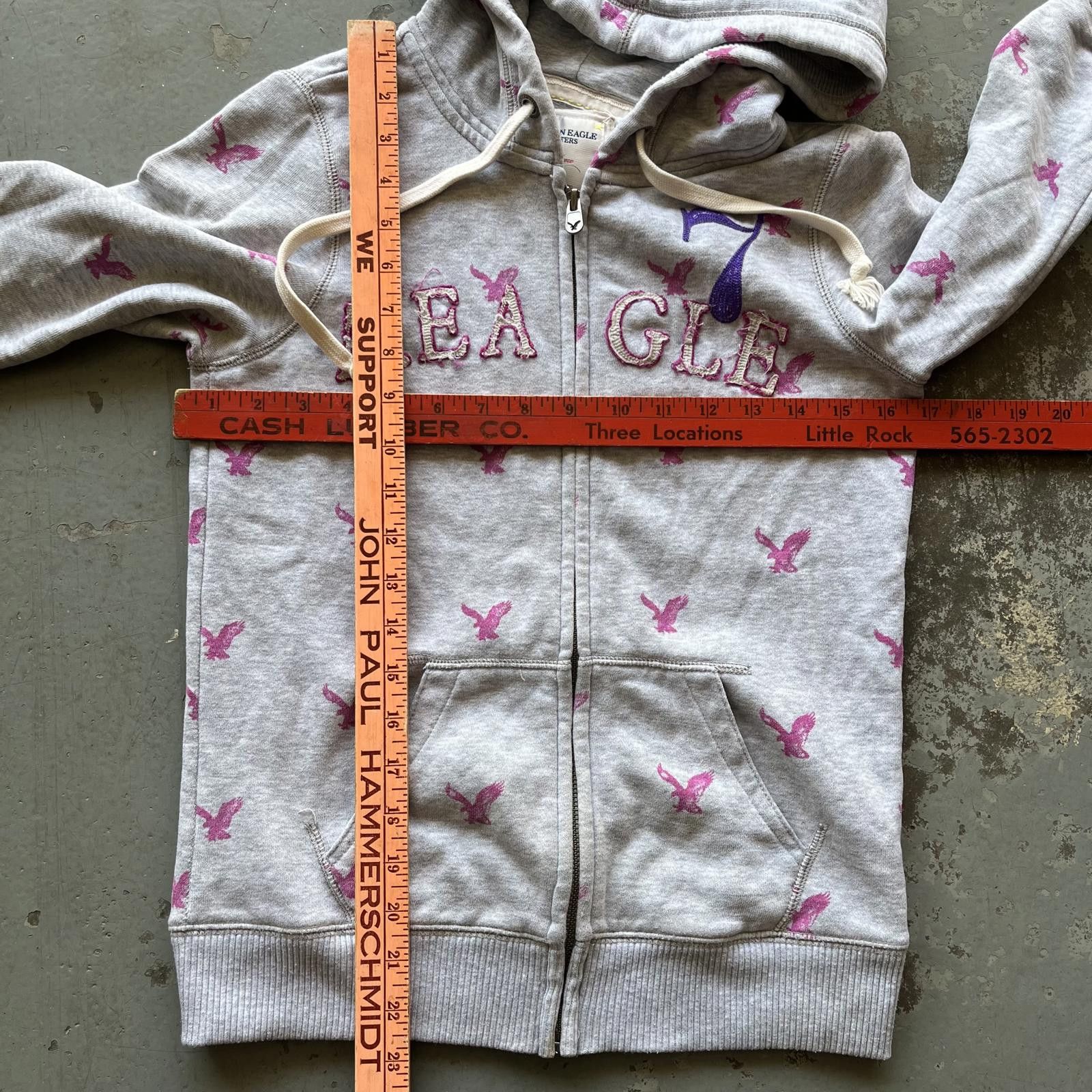 American Eagle Outfitters × Vintage Vintage Y2K AOP American Eagle Full Zip Grunge Hoodie Size M / US 6-8 / IT 42-44 - 3 Thumbnail