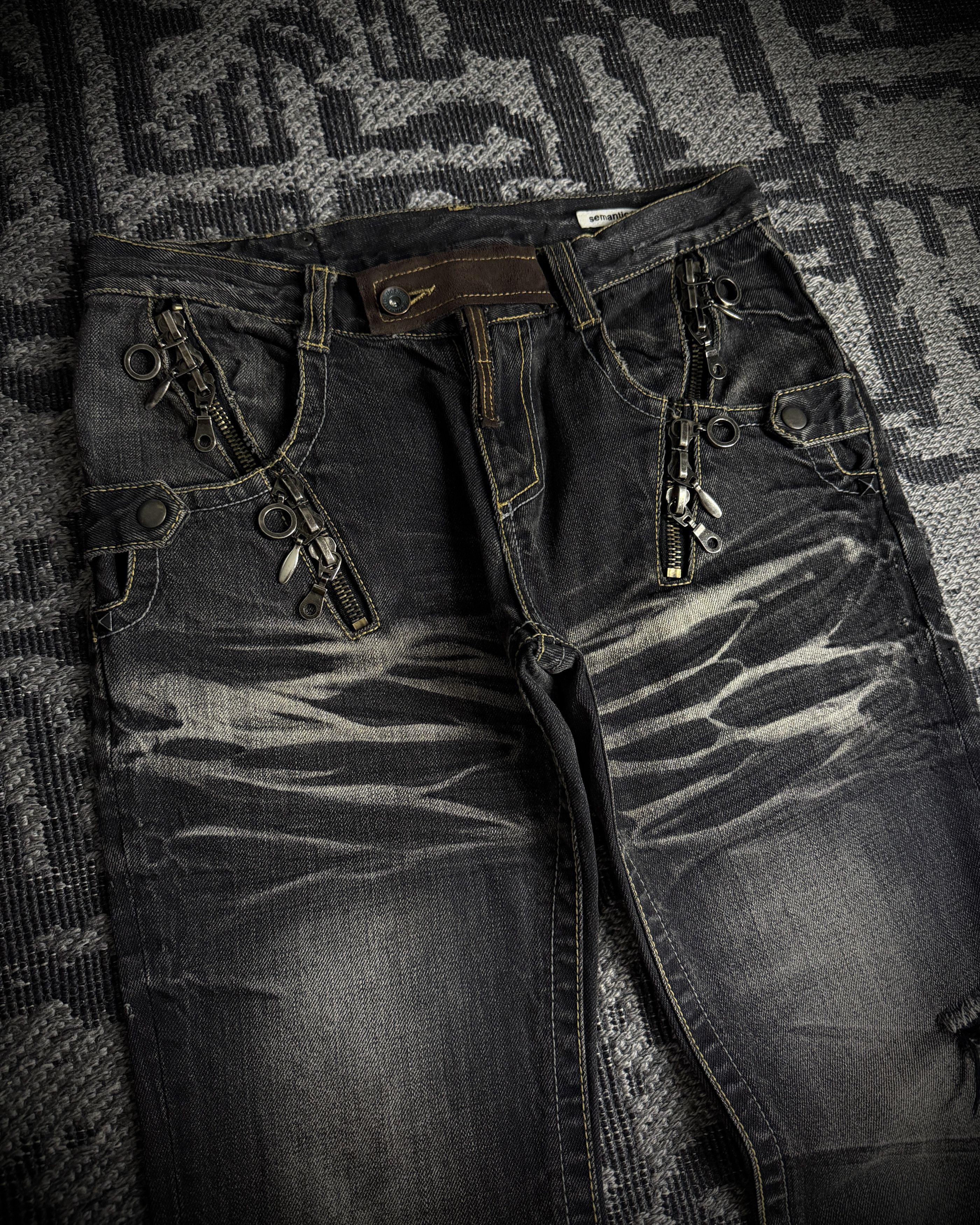 semanticdesign Semantic Design Multi Zip Distressed Bootcut Denim Size US 31 - 3 Thumbnail