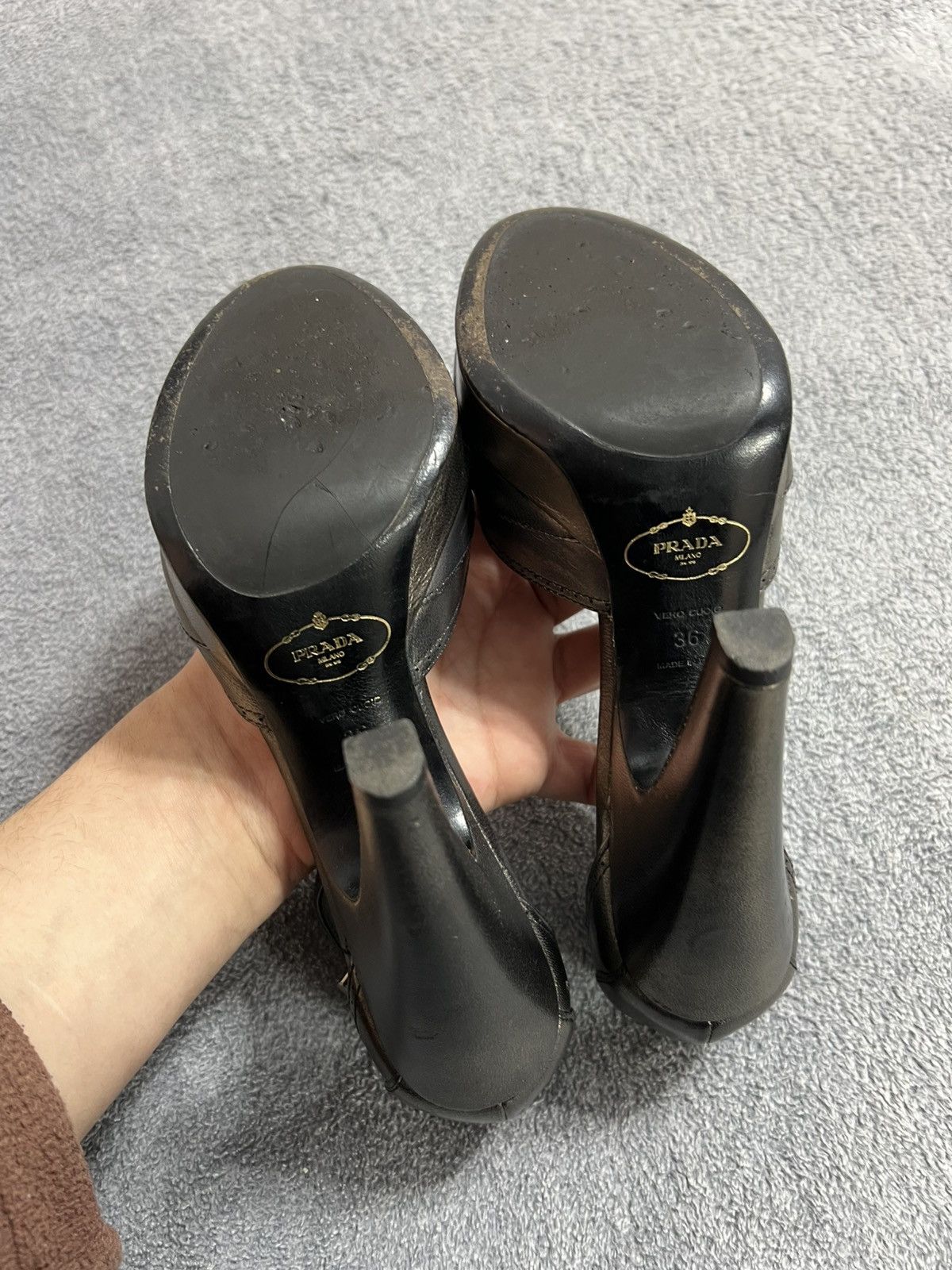 Prada Prada Metallic Leather Peep Toe Platform Heels Ankle Strap Size US 6 / IT 36 - 11 Thumbnail