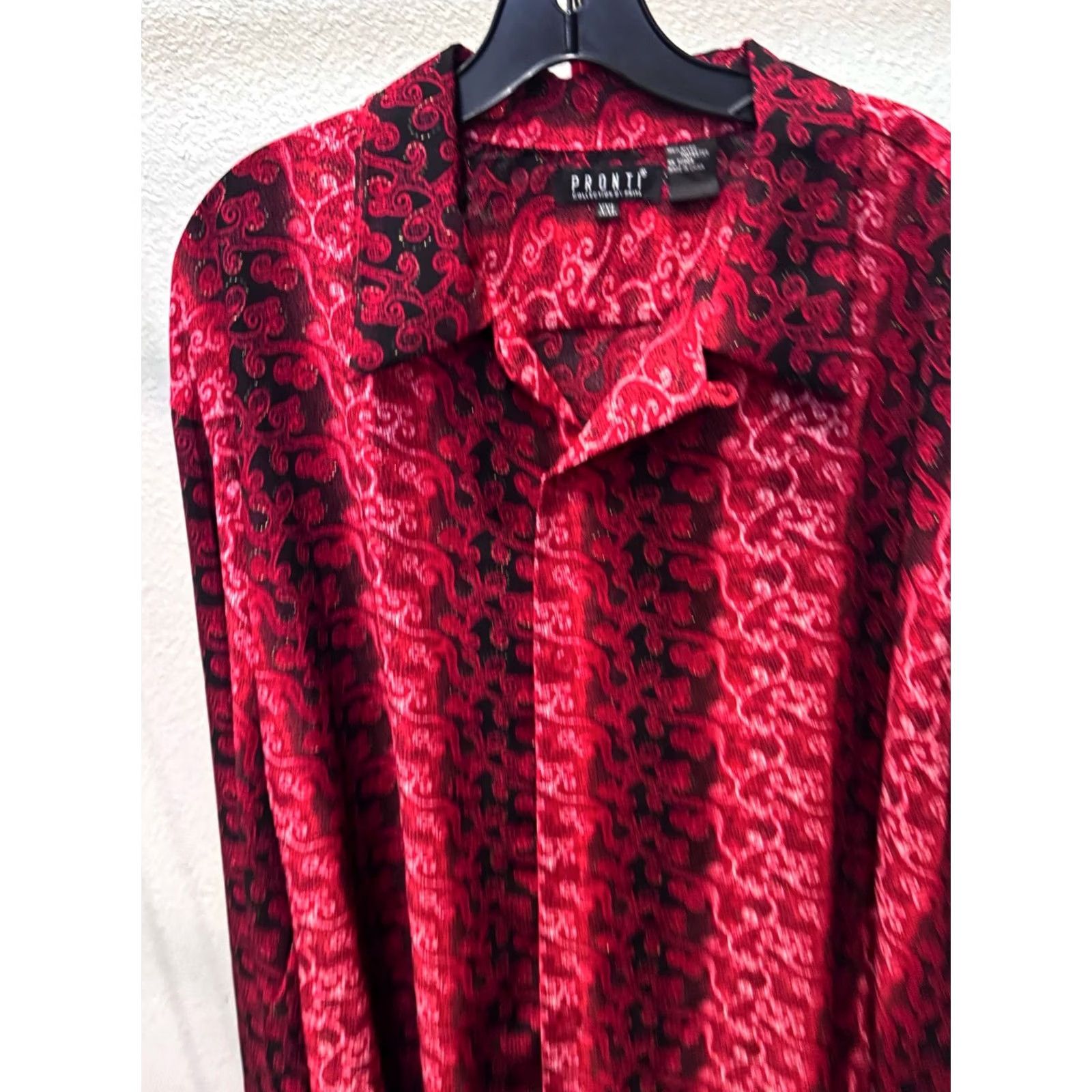 Vintage WILD Red Paisley Micro Poly LONG SLEEVE SHIRT Pronti 2XL 18 x 37/38 Mens Size US XXL / EU 58 / 5 - 2 Thumbnail