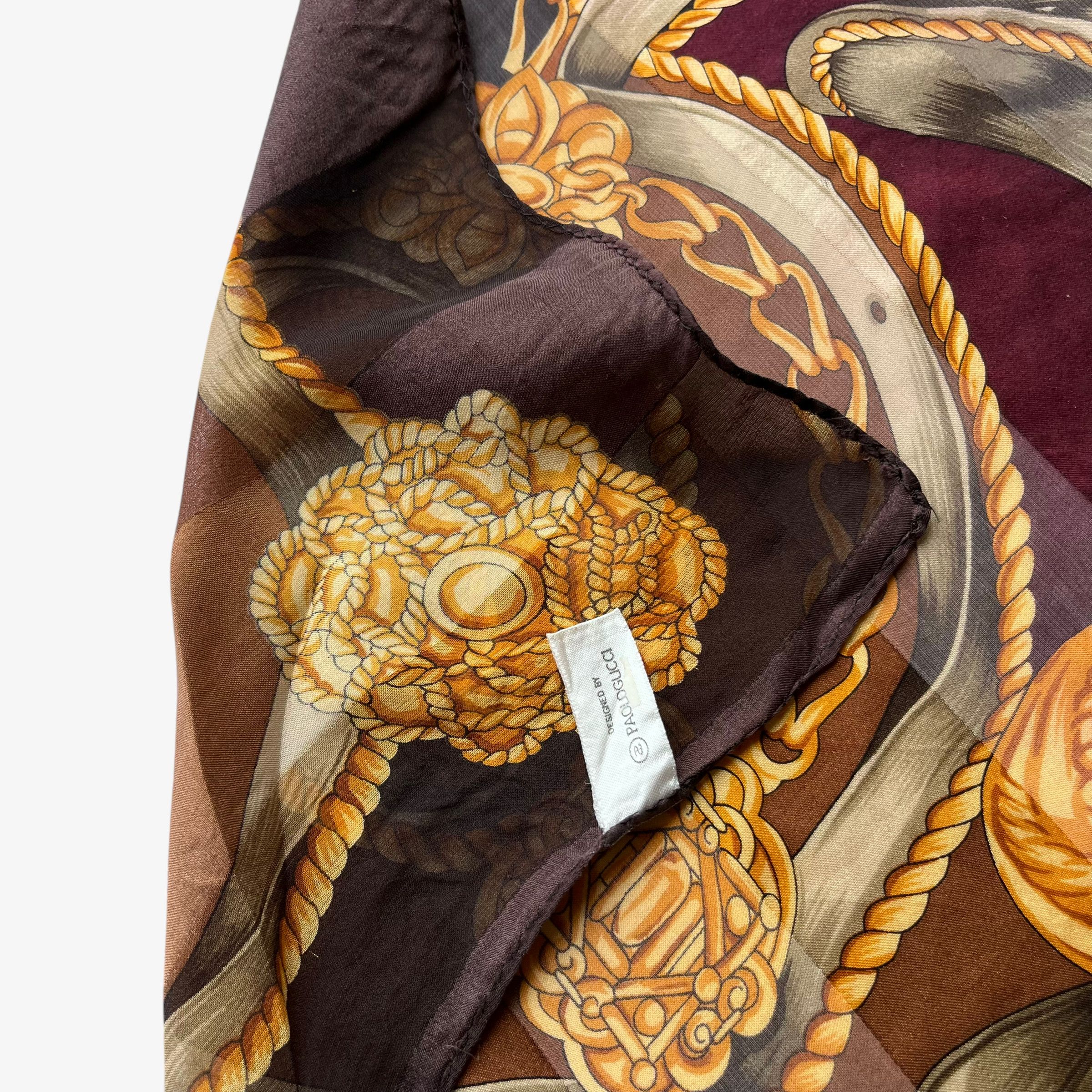 Paolo Gucci Vintage 80s Paolo Gucci Equestrian Saddle Print Silk Scarf Size ONE SIZE - 3 Thumbnail