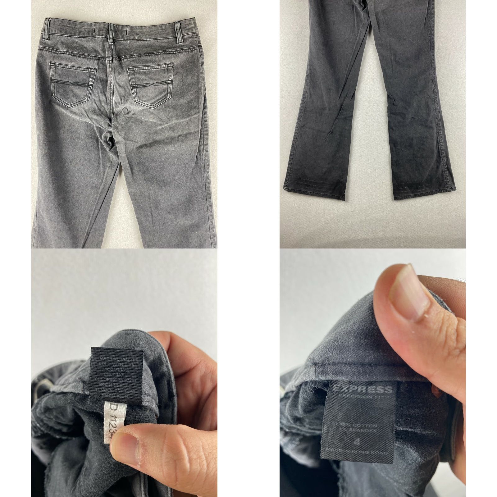 Express Express Jeans Womens 4 Black Flared Stretch Denim Casual Dark Wash Pants Size 27" / US 4 / IT 40 - 8 Thumbnail