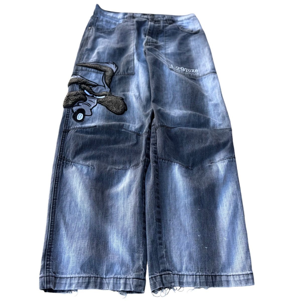 JNCO × Southpole × Warner Bros LOT 29 WIDE LEG WILE E COYOTE BLACK WASHED BAGGY Y2K JEANS Size US 34 / EU 50 - 2 Thumbnail