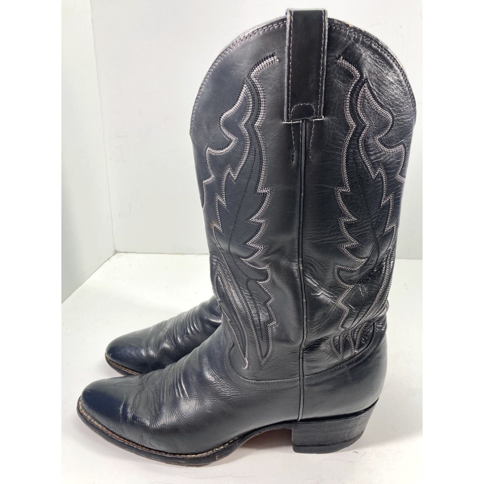 Justin Boots VINTAGE Justin Diamond J Boots Men Sz 10 D Gray Leather Round Toe Western Rodeo Mens Boots Size US 10 / EU 43 - 3 Thumbnail