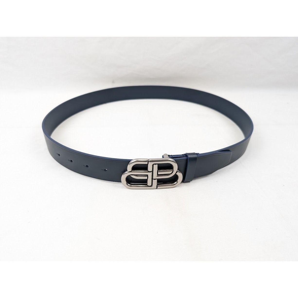 Balenciaga o1rshd1 Size:100 / Natural Calf Large BB Belt in Navy Blue Size 40 - 10 Thumbnail