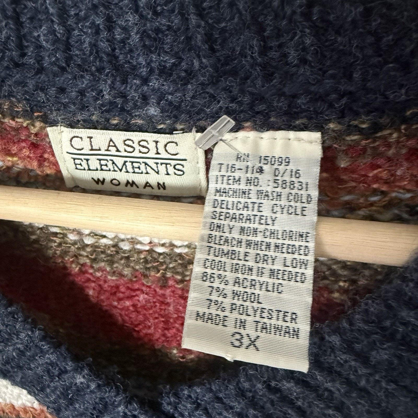 Other Vtg Classic Elements Wool Sweater Pullover V-Neck Classic Size 3XL / US 20-22 - 3 Thumbnail