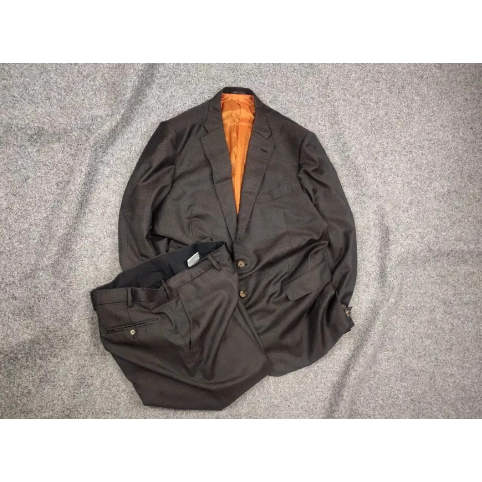 Ermenegildo Zegna Ermenegildo Zegna Electa Check brown Classic Wool Suit Blazer Pants XL Men's 2 Piece Wool Blazer Pants Check Brown City Classic 2 Piece Suit Mens Size 46R - 2 Thumbnail