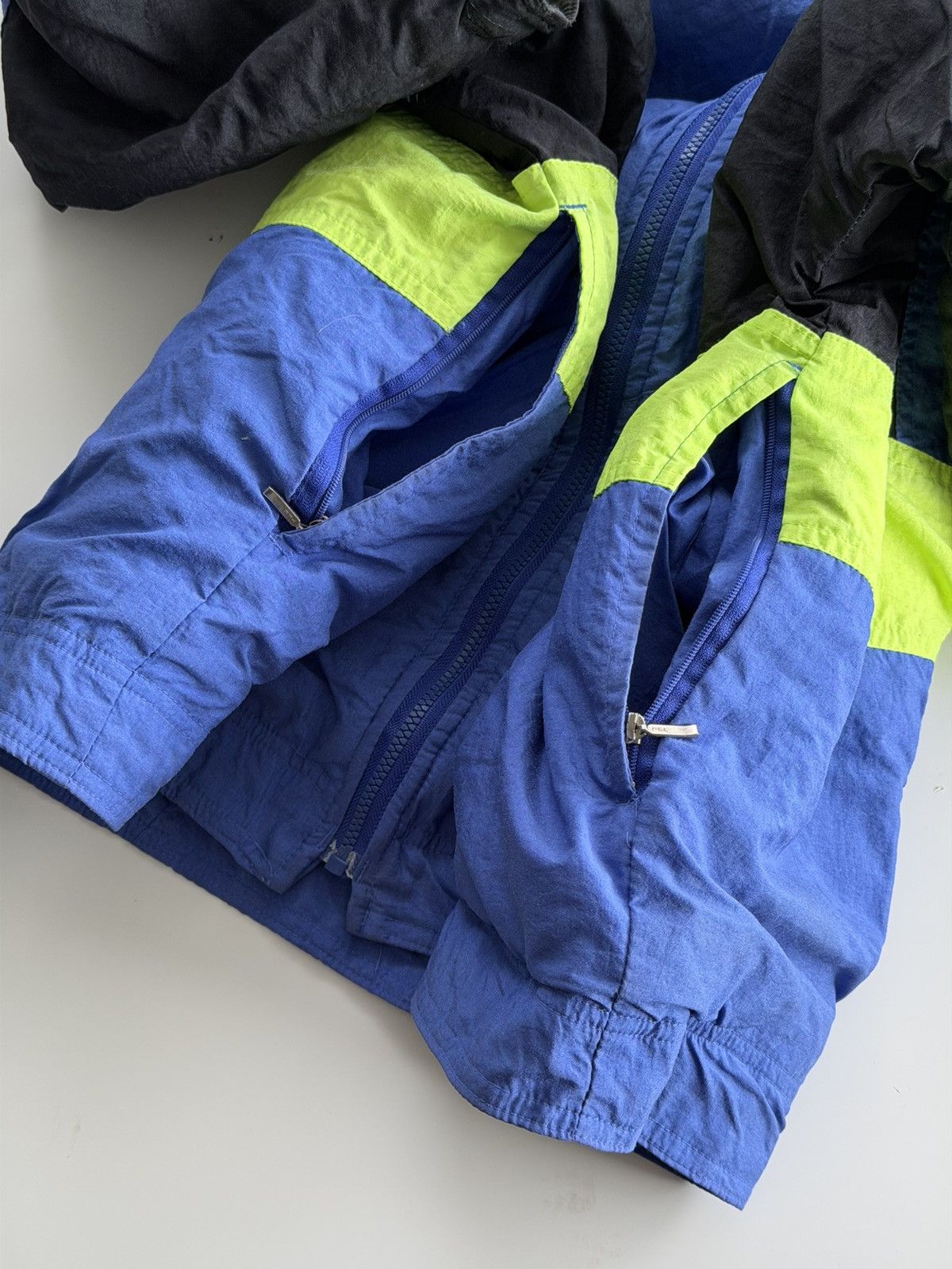 Nike Vintage 90s Nike Fleece Lined Jacket Blue Neon Green Size XL Size US XL / EU 56 / 4 - 9 Thumbnail