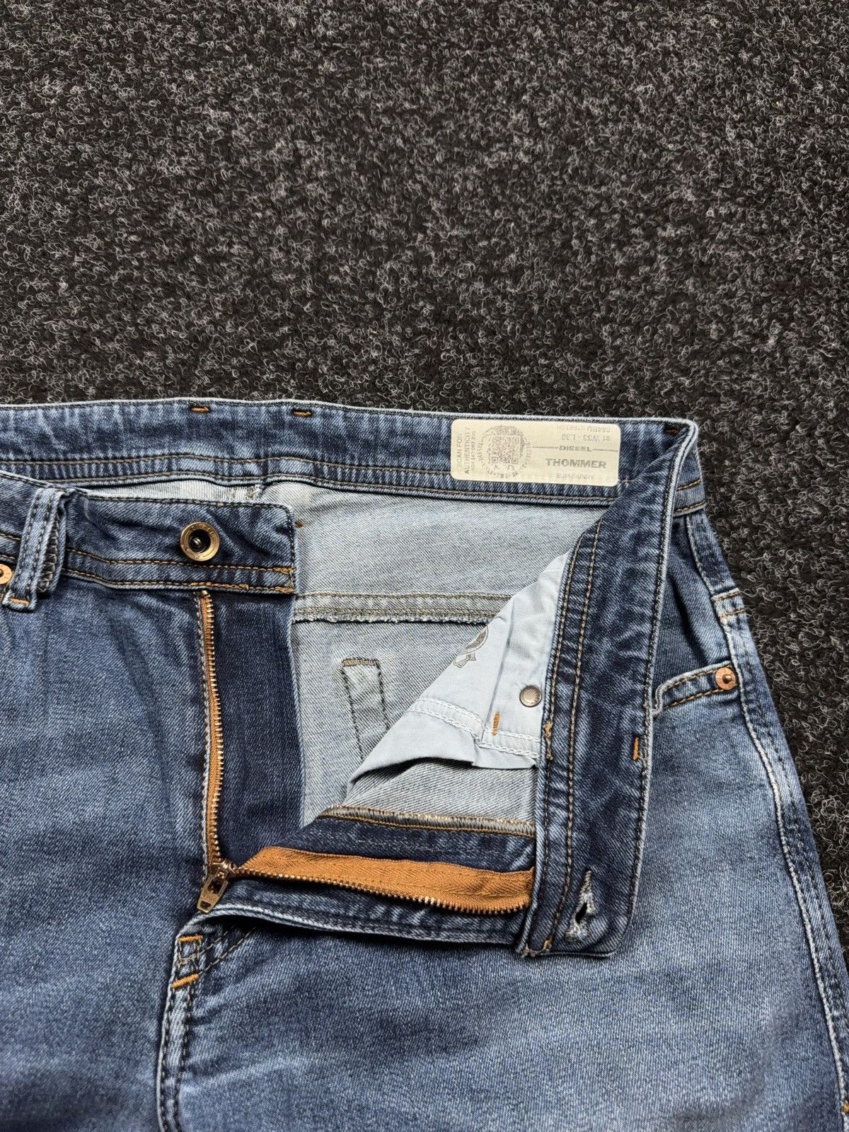 Diesel 00s Luxury Y2K Diesel Thommer Slim Skinny Distressed Jeans Size US 33 - 6 Thumbnail