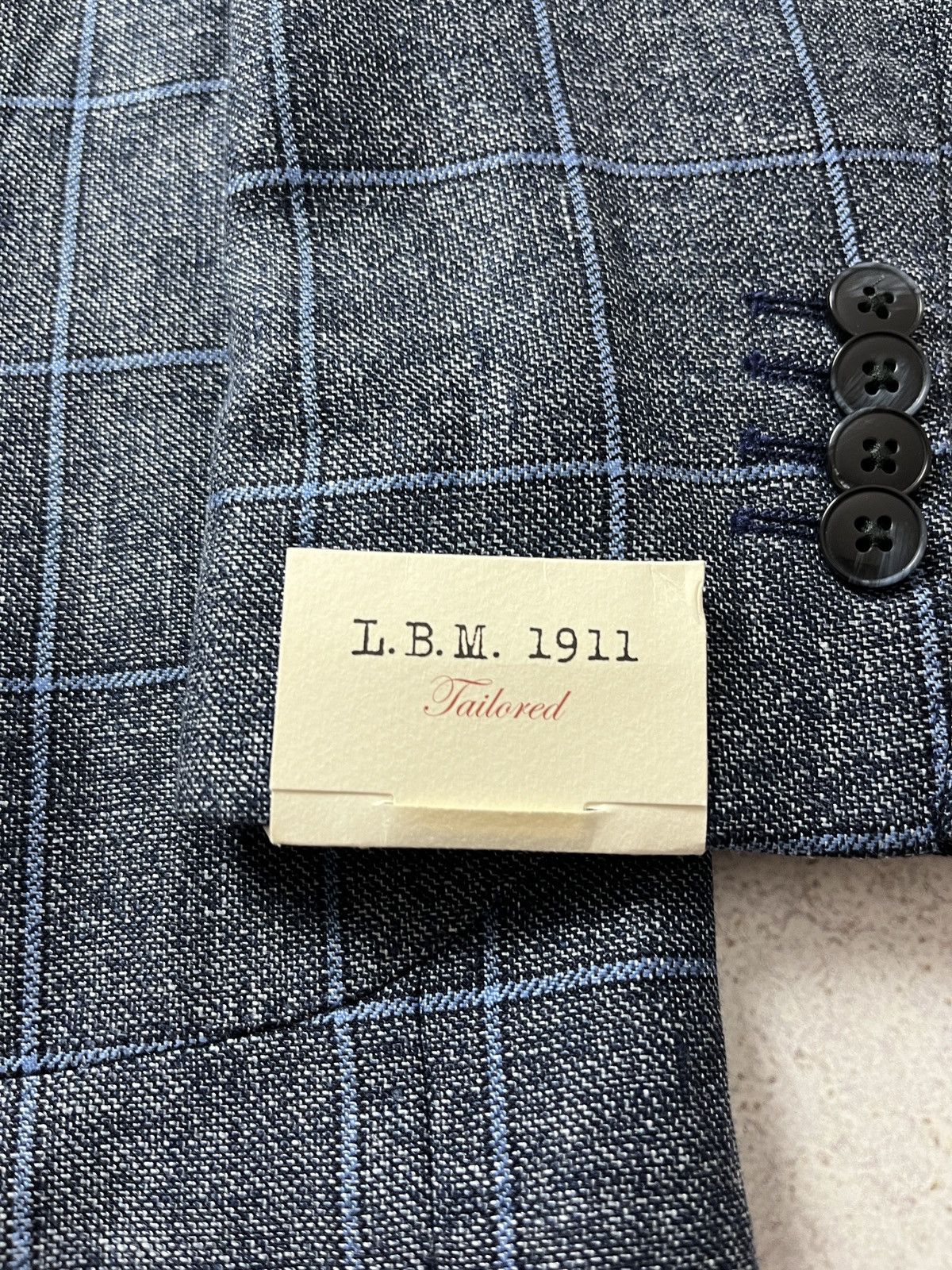 L.B.M. 1911 LBM 1911 Tailored Blue Check Patch Pocket Sportcoat Blazer Size 46R - 9 Thumbnail