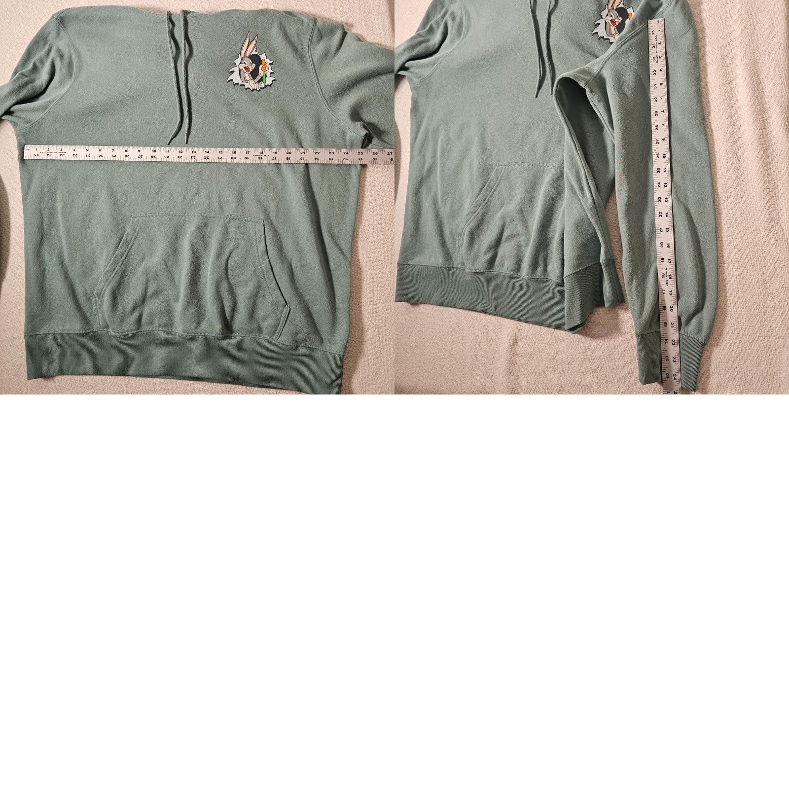 Vintage Looney Tunes What's Up Doc Bugs Bunny Fleece Sweatshirt Hoodie Men's XL Green Size US XL / EU 56 / 4 - 8 Thumbnail