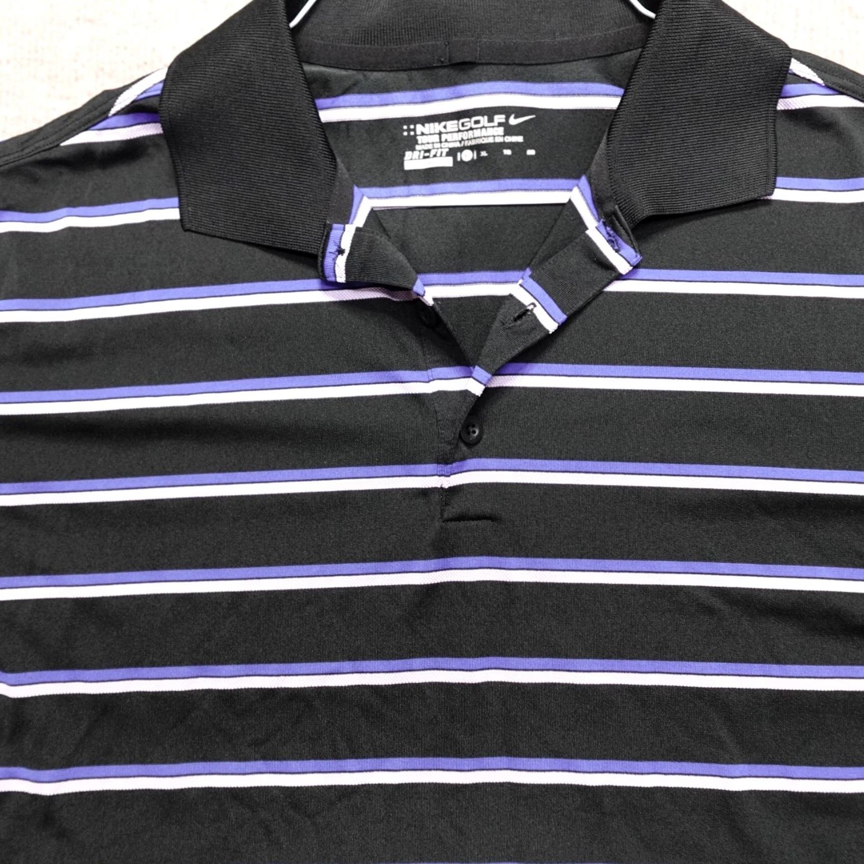 Nike VINTAGE? Nike Golf Polo Shirt XL Black Striped Performance Bonita Bay Club Polo Men XL Black Nike Golf Performance 90s? Size US XL / EU 56 / 4 - 2 Thumbnail
