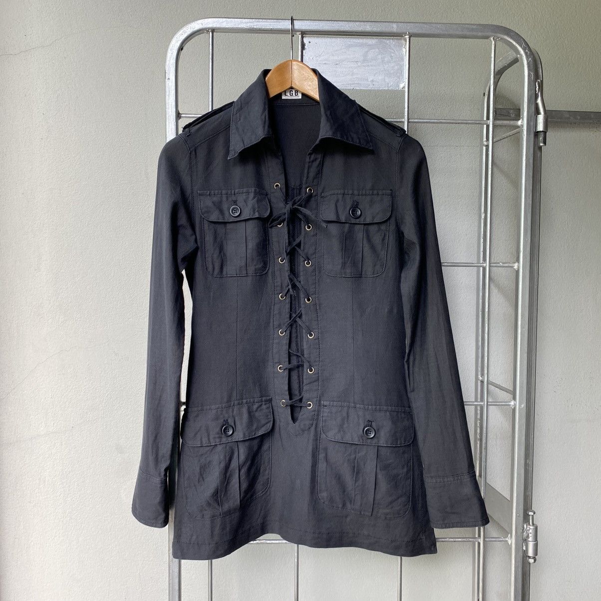 Le Grande Bleu (L.G.B.) LGB LE GRAND BLEU Y2K Punk Black Lace-Up Military Dress Size S / US 4 / IT 40 - 25 Thumbnail