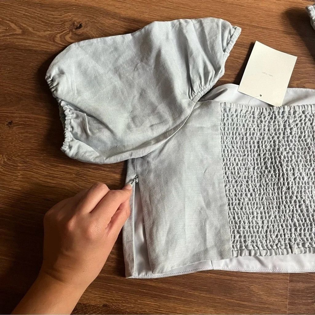 Oak + Fort 🌿 NWT Linen/Lin Blend Puff Sleeve Blouse 🌿 Size L / US 10 / IT 46 - 12 Thumbnail