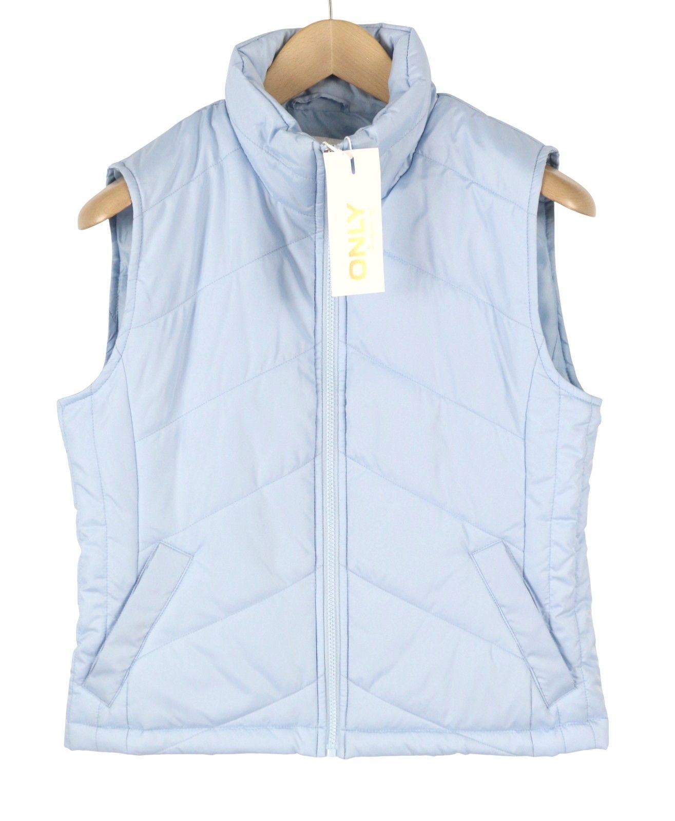 Other NICOLE QUILT S Light Blue Padded High Neck Zip 88027 Size S / US 4 / IT 40 - 2 Thumbnail