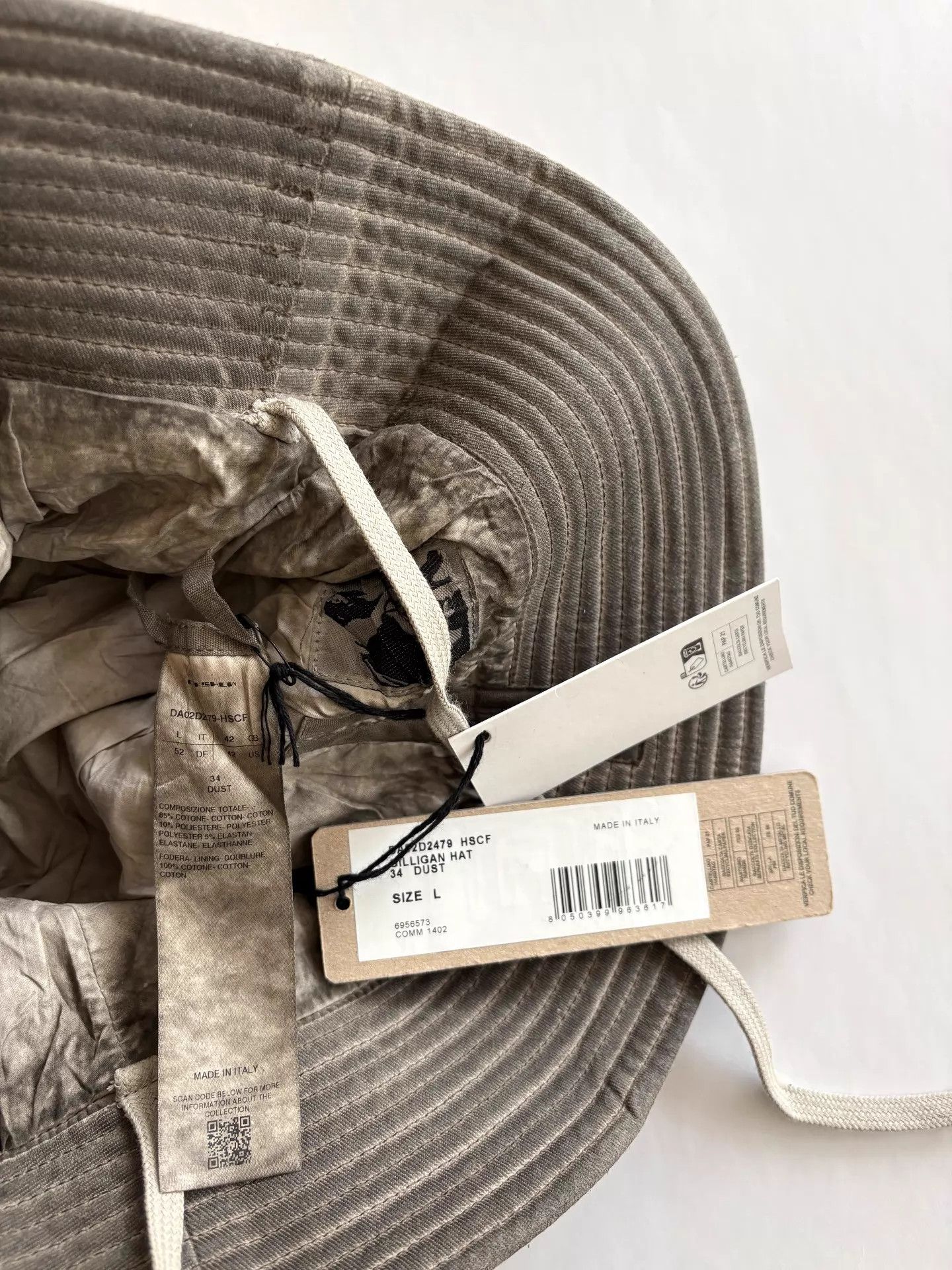 Rick Owens Rick Owens Drkshdw men's distressed gray bucket hat L Size ONE SIZE - 7 Thumbnail