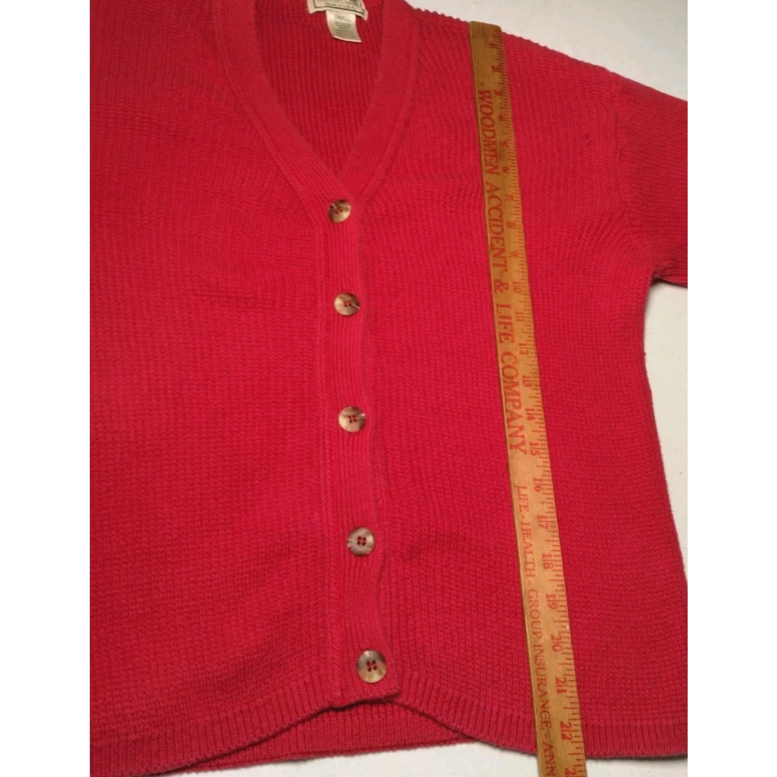 Vintage VINTAGE L.L. Bean Cardigan Sweater Small Red Cotton Ribbed Knit V Neck USA Made Womens Size S / US 4 / IT 40 - 6 Thumbnail