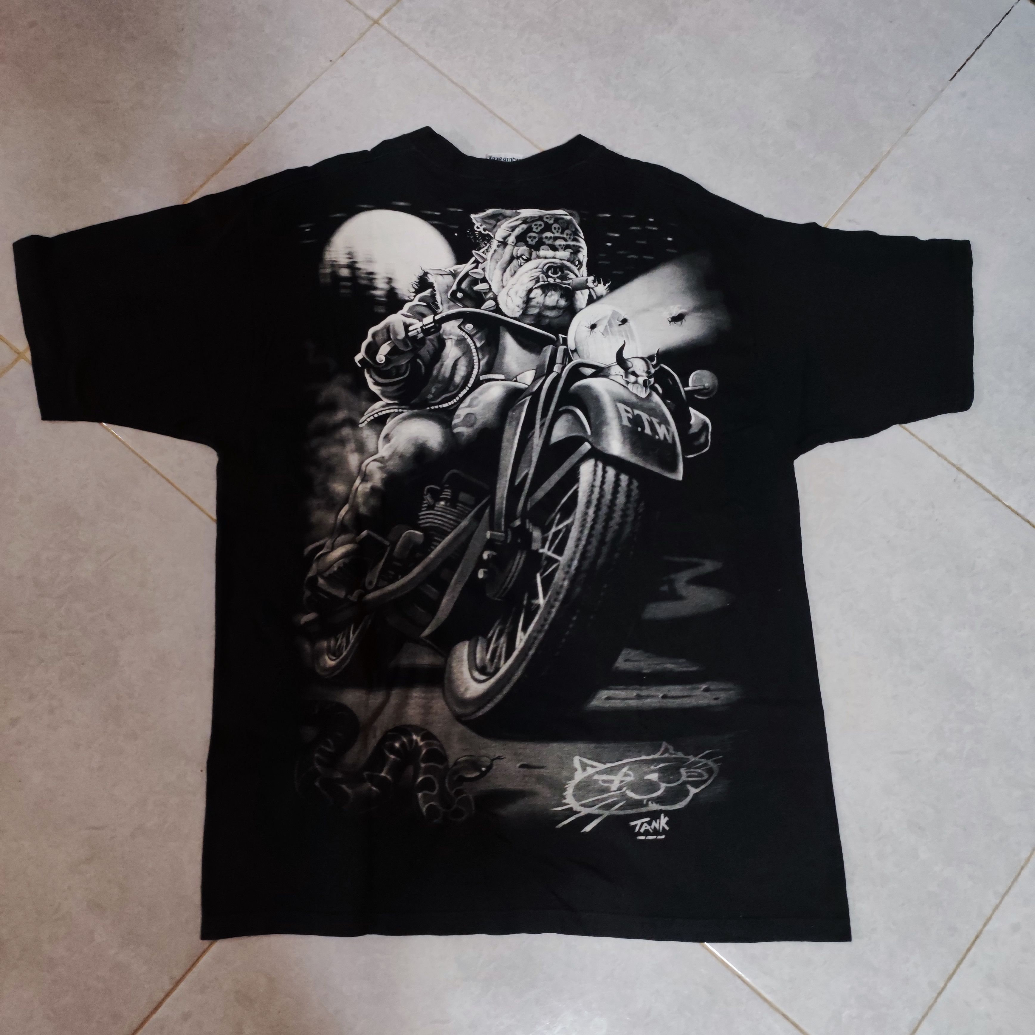 Liquid Blue × Vintage Vintage 90s Cats Suck Bulldog Biker T-Shirt Size US XL / EU 56 / 4 - 1 Thumbnail