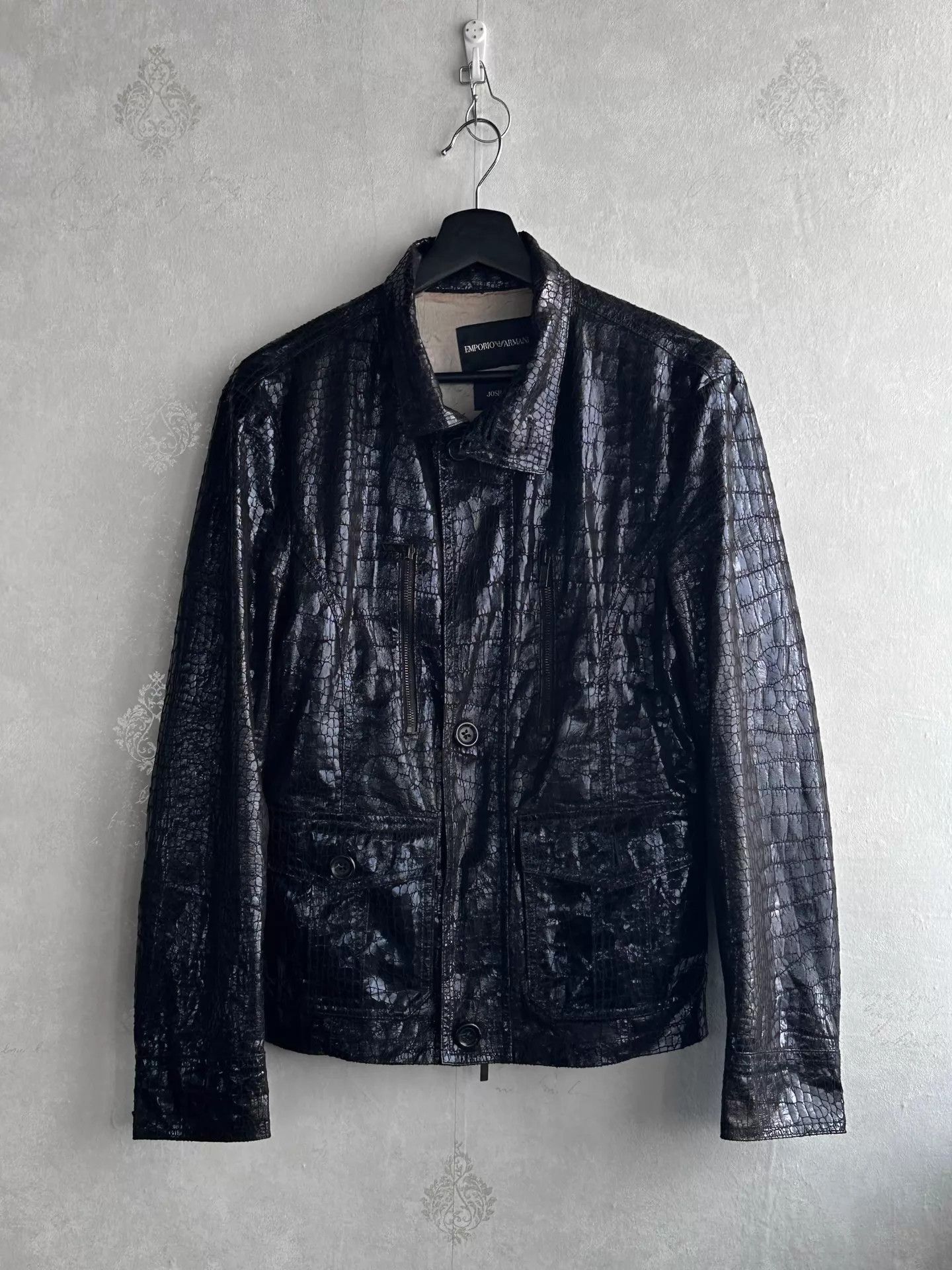 Emporio Armani EA 08AW Electric Blue Croc Embossed Jacket 46 Size US S / EU 44-46 / 1 - 3 Thumbnail