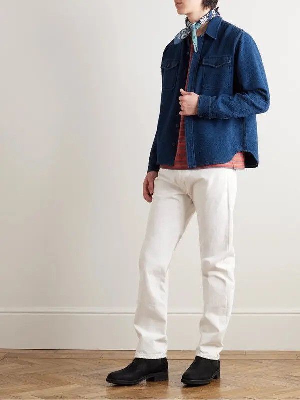 RRL Ralph Lauren RRL GUERNSEY-PATTERNED JACQUARD WORKSHIRT INDIGO Size US M / EU 48-50 / 2 - 3 Thumbnail
