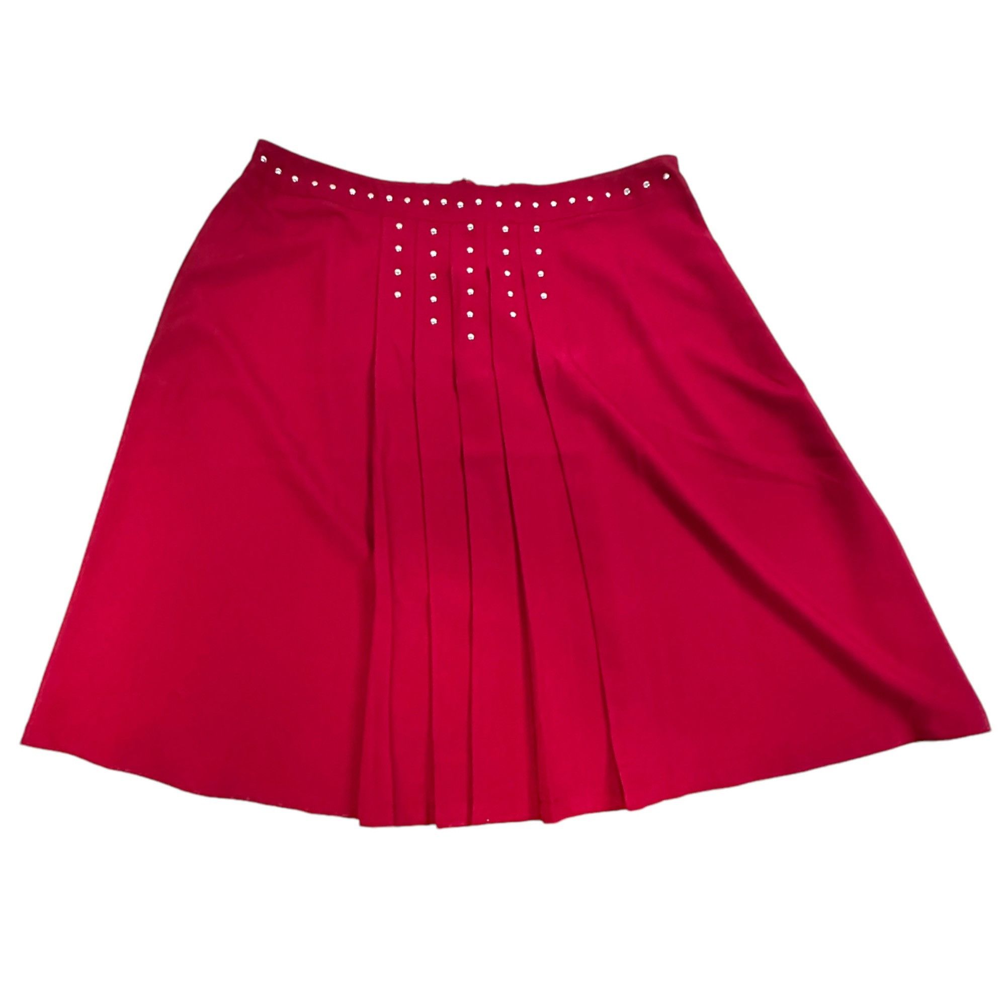 Designer Kate & Mallory Cranberry Red Front Pleated Skirt 1X Poly/Spa Size 32" / US 10 / IT 46 - 1 Thumbnail
