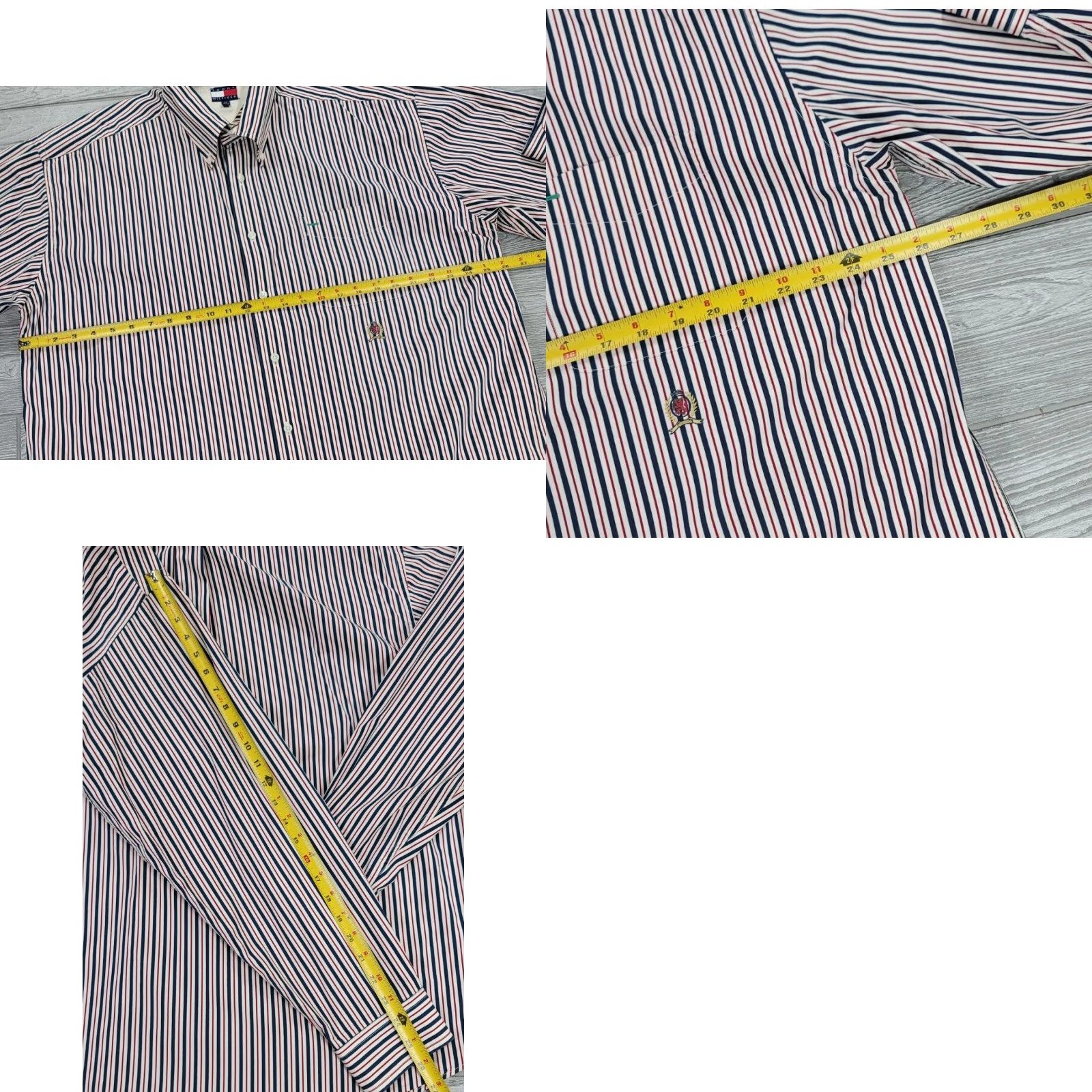 Tommy Hilfiger VINTAGE Tommy Hilfiger Striped Shirt Mens XL Red White Blue Logo Button-Down Long Sleeve 90s Classic Retro Party/Cocktail Men Size US XL / EU 56 / 4 - 8 Thumbnail