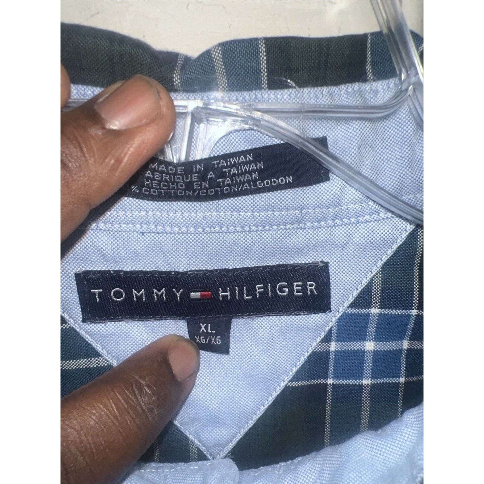 Tommy Hilfiger Tommy Hilfiger Men’s Button Down Shirt XL Blue Green Plaid Size US XL / EU 56 / 4 - 3 Thumbnail