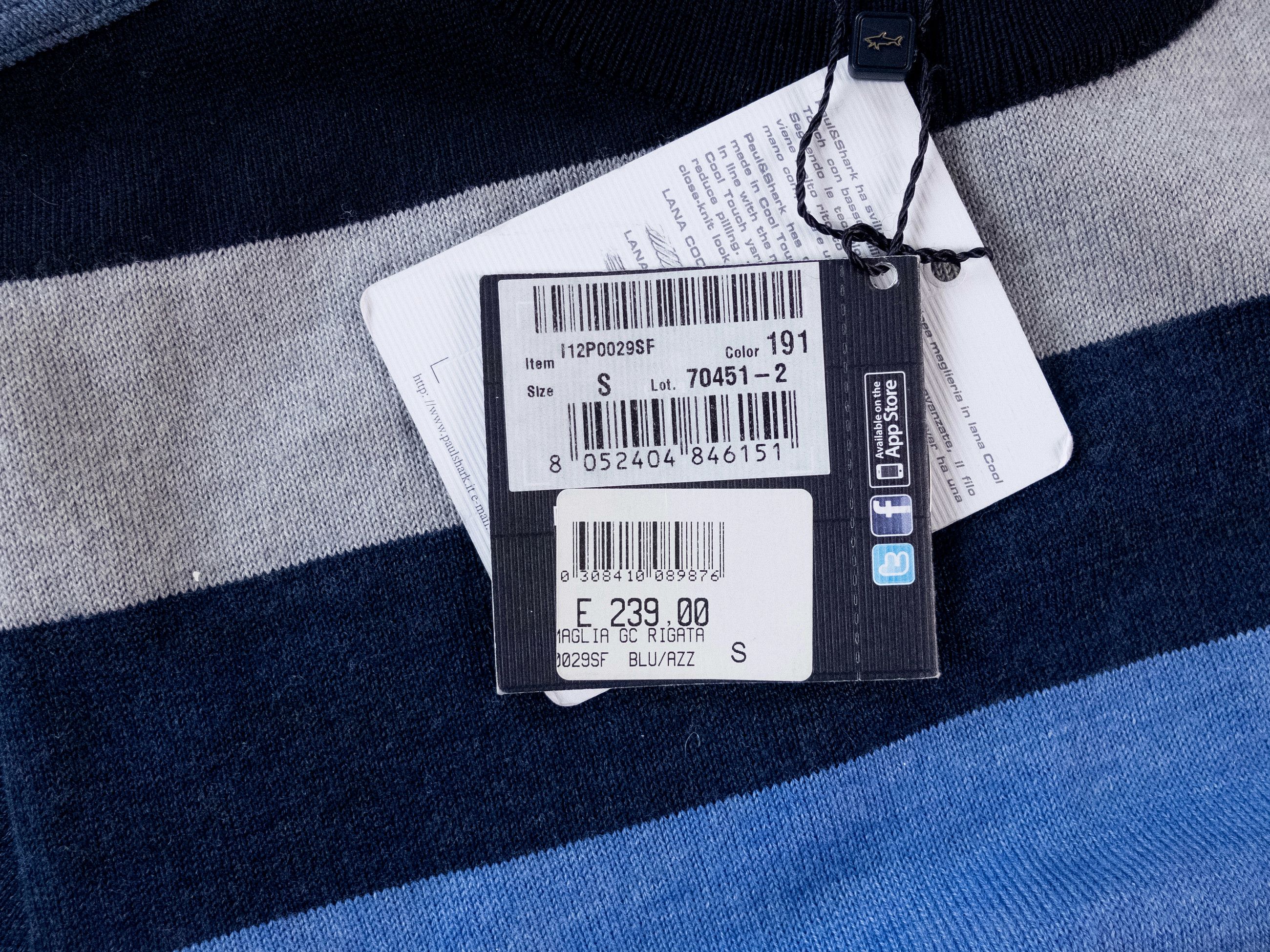 Paul & Shark PAUL & SHARK Cool Touch blue striped wool sweater Small Size US S / EU 44-46 / 1 - 4 Thumbnail