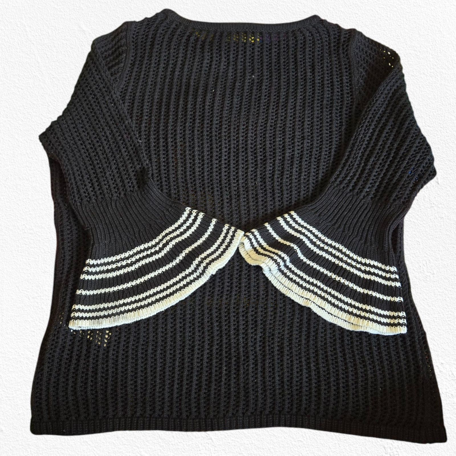 Chicos Chico’s Black White Open Knit Sweater Size Medium Size M / US 6-8 / IT 42-44 - 11 Thumbnail