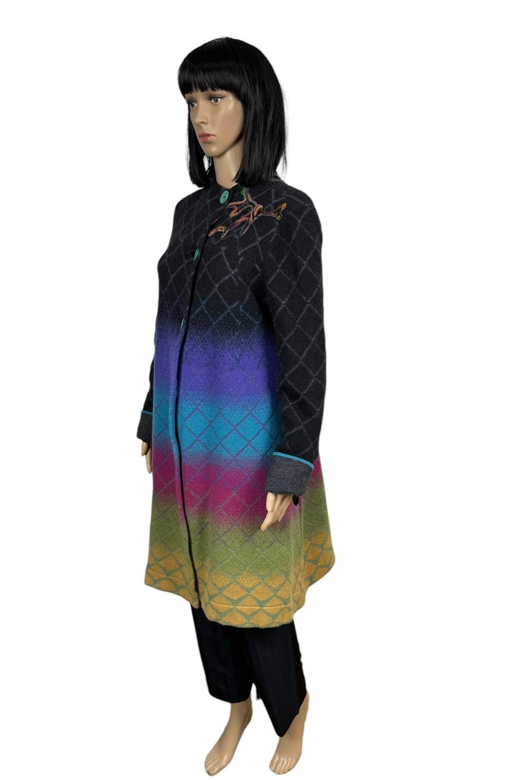 Designer Ivko Woman Wool Knit Coat Multicolor Embroidered size M Size M / US 6-8 / IT 42-44 - 6 Thumbnail