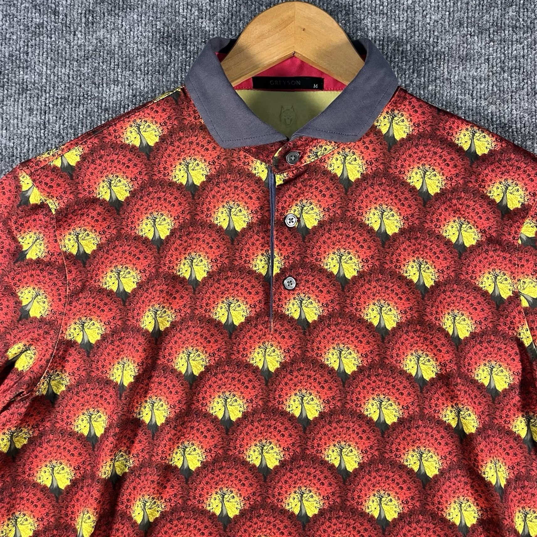 Vintage Greyson Polo Shirt Mens Medium Red Yellow Peacock Golf Shirt Polo Shirt Size US M / EU 48-50 / 2 - 2 Thumbnail