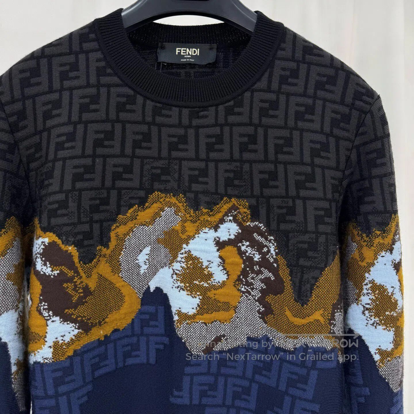 Fendi FENDI Monogram All-Over Print Color-Block Knit Sweater| Size US S / EU 44-46 / 1 - 3 Thumbnail