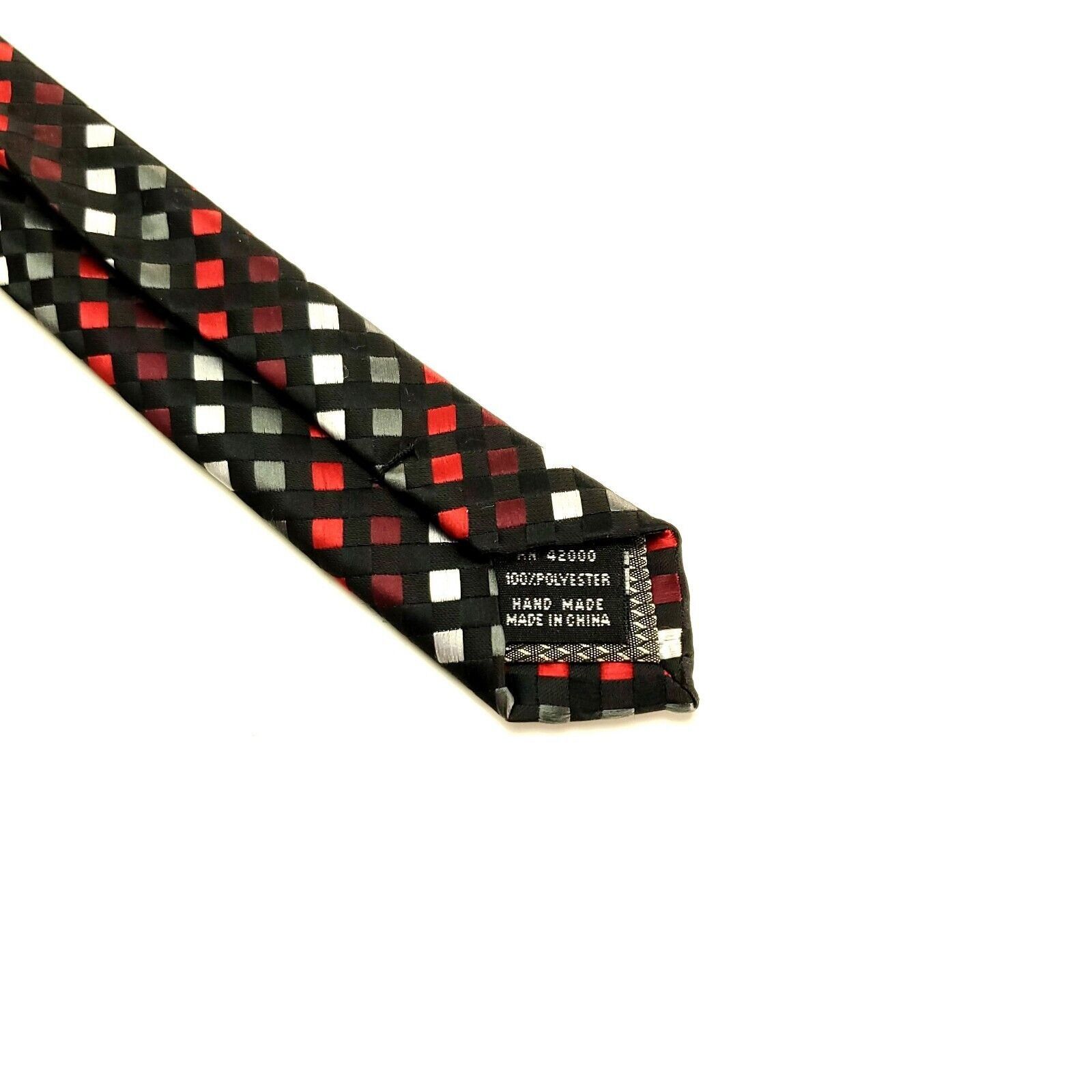 Vintage Knightsbridge Polyester Tie Red Gray Geometric Size ONE SIZE - 4 Thumbnail