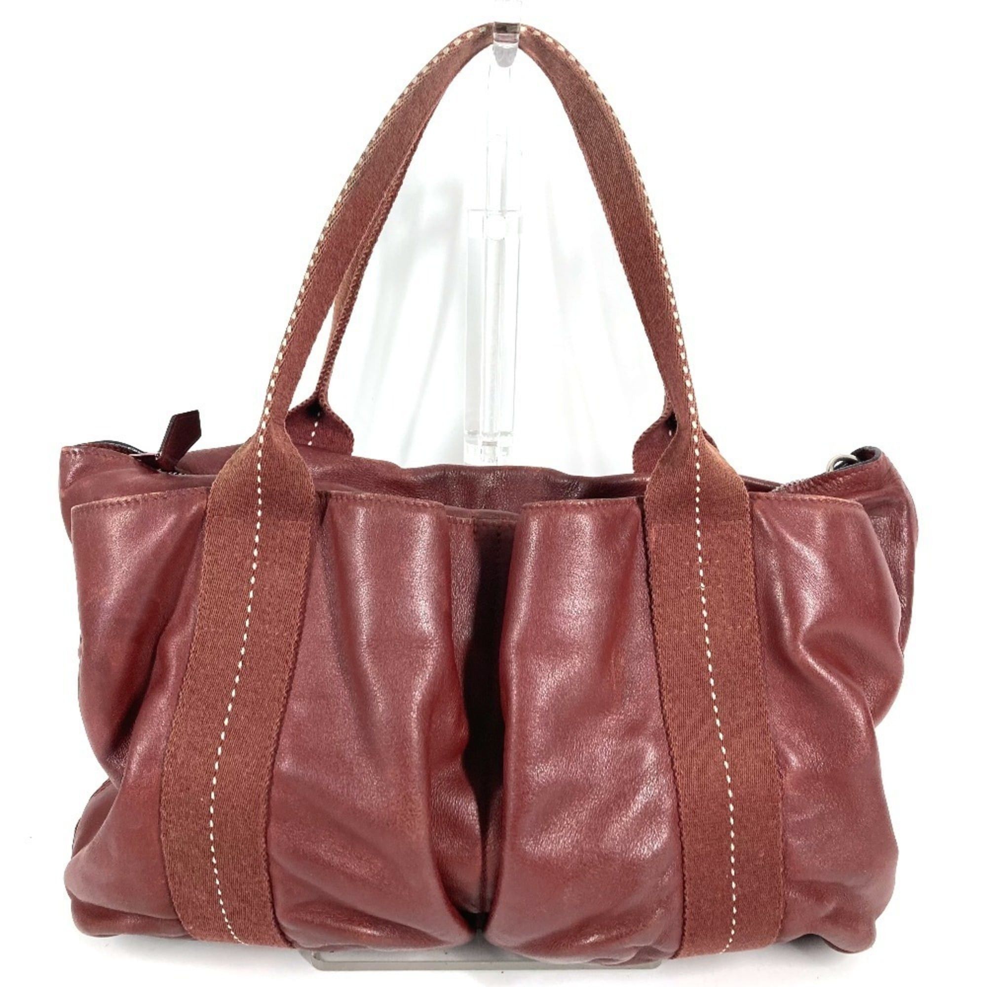 HERMES Caravan Horizontal MM Leather Tote/Shoulder Bag Red for Men and Women