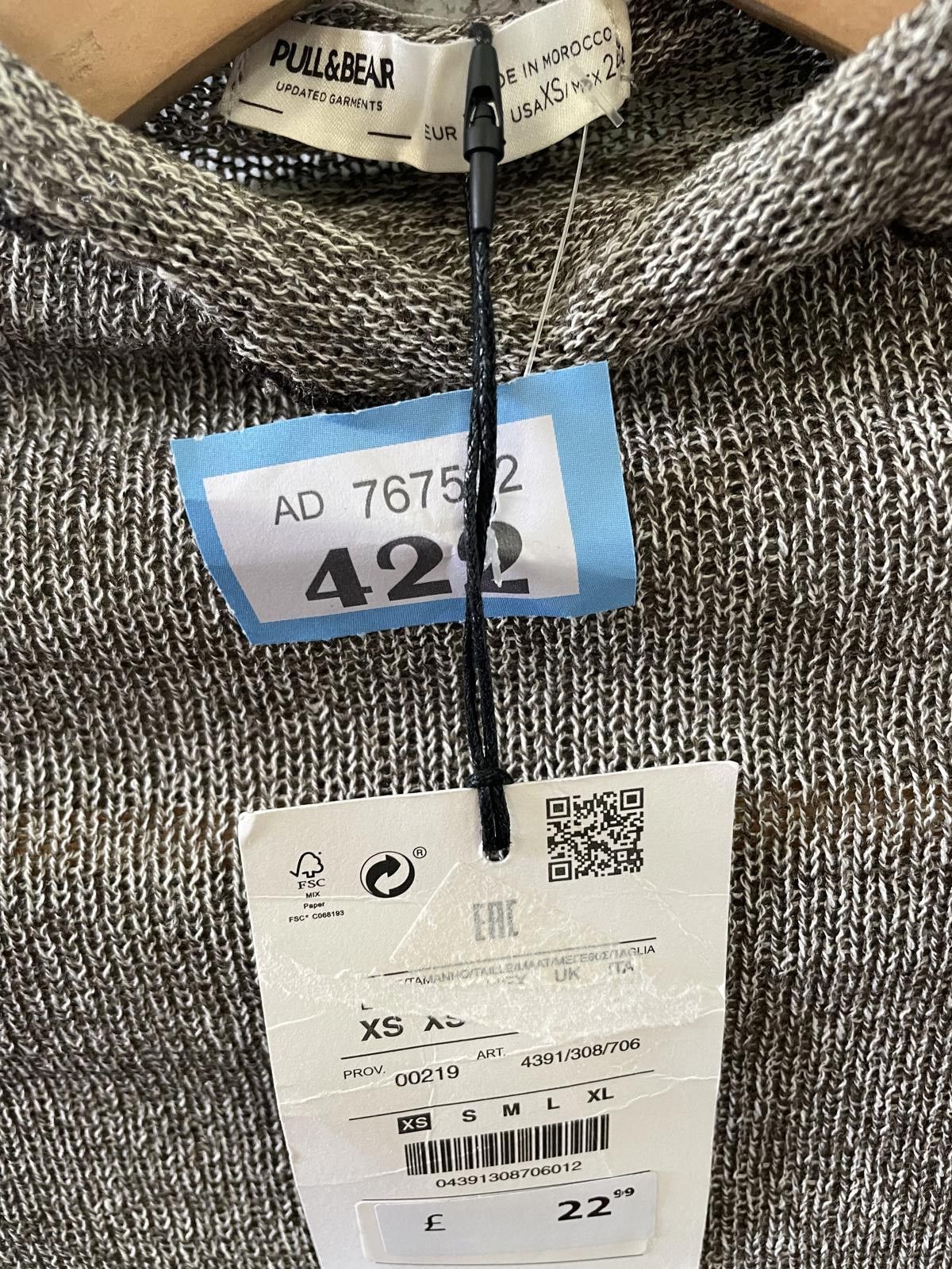 Pull & Bear Pull & Bear Women's Grey Ribbed Long Sleeve Top XS Size M / US 6-8 / IT 42-44 - 2 Thumbnail