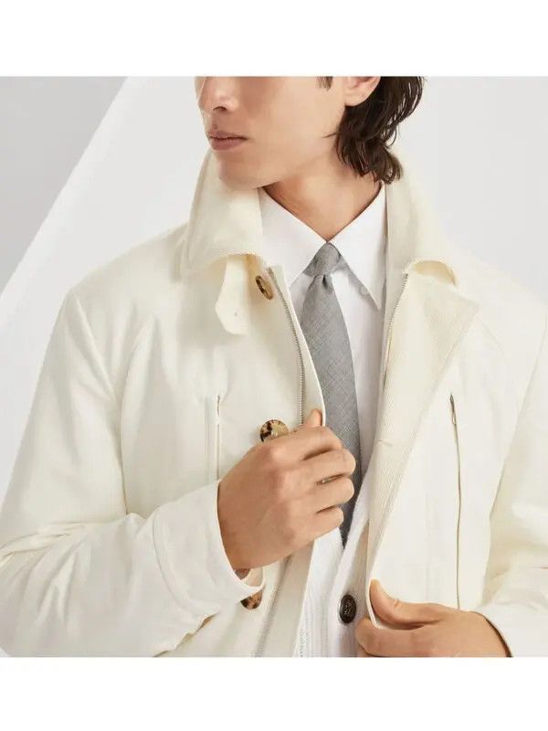 Brunello Cucinelli o1y0526 Belted Jacket in White Size US M / EU 48-50 / 2 - 2 Thumbnail