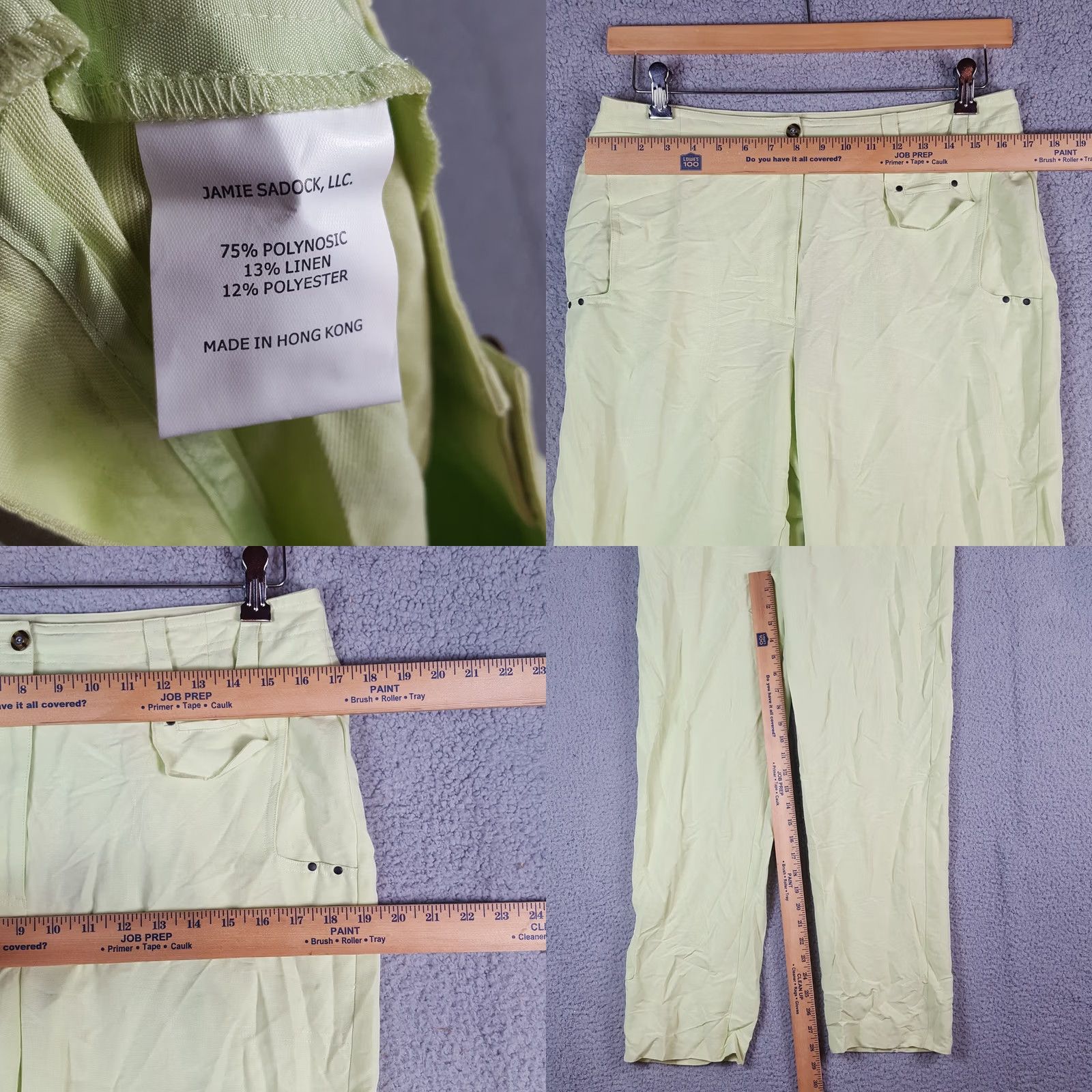 Etro VINTAGE Jamie Sadock Green Linen Pants Women's Size 10 Straight Leg Preppy Y2K Retro Golf 90s 00s Ankle Modern Size 32" / US 10 / IT 46 - 8 Thumbnail