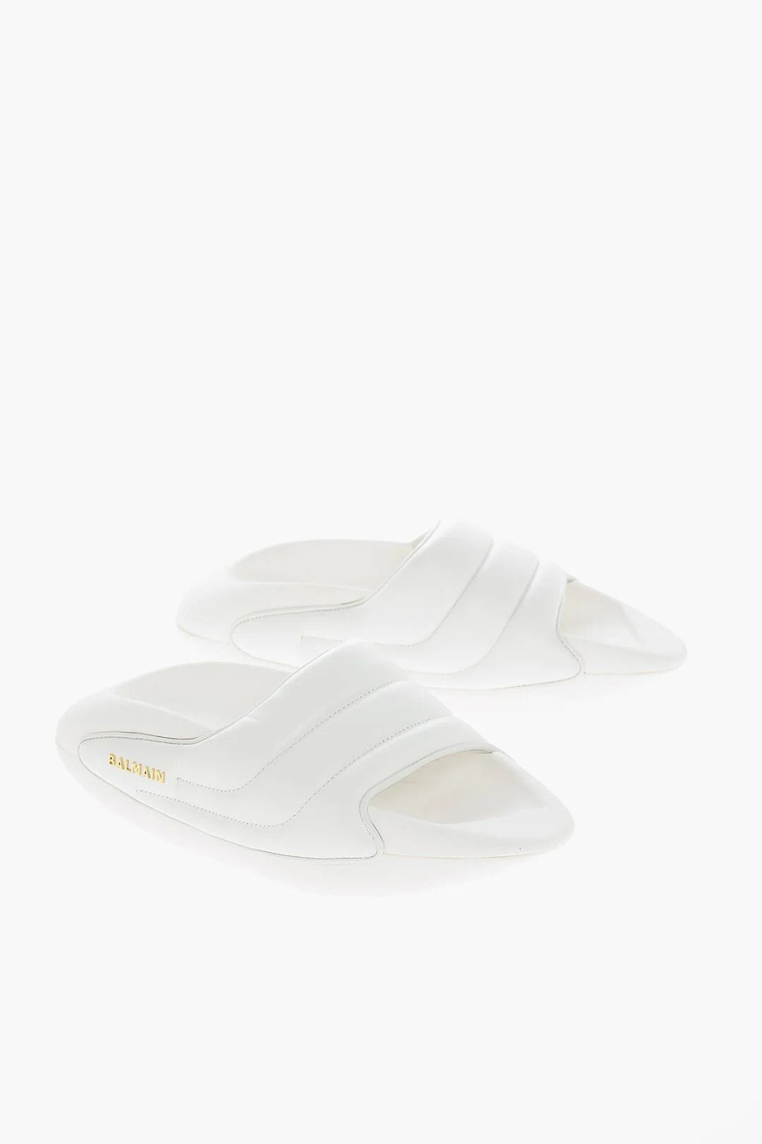 Balmain og1mm0326 Quilted Leather Sandals in White Size US 8 / EU 41 - 2 Thumbnail