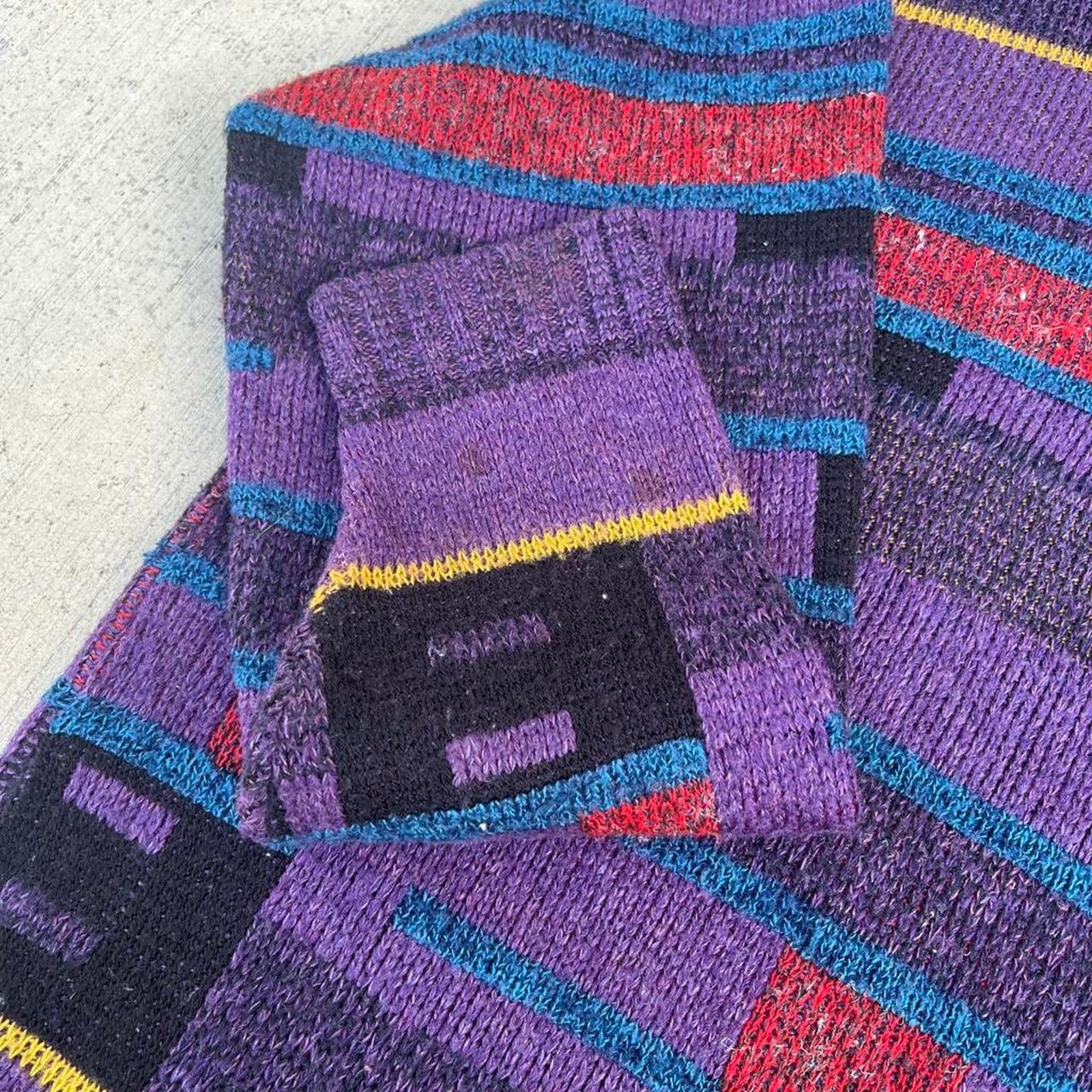 Milestone MileStone 80’s Purple Geometric Pattern Pullover Sweater Size US M / EU 48-50 / 2 - 7 Thumbnail