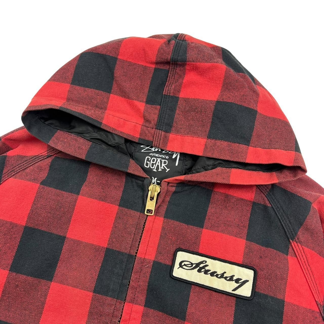 Stussy Vintage Stussy Chequered Zip Up Workwear Jacket Red - Medium Size US M / EU 48-50 / 2 - 3 Thumbnail