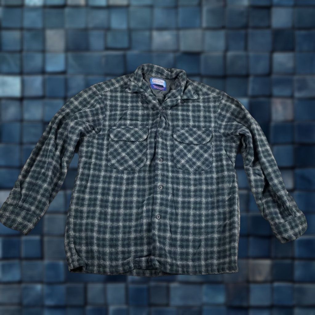 Pendleton VINTAGE Pendleton Wool Shirt Plaid Button-Up Casual Adult Medium Blue 50s 60s Beach Men Size US XL / EU 56 / 4 - 1 Thumbnail