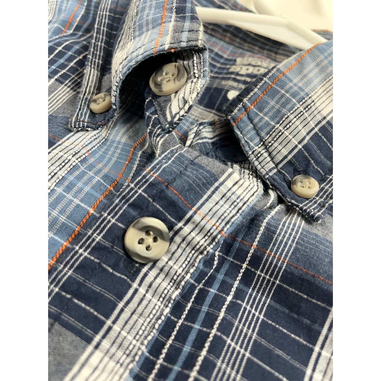 Vintage Work n' Sport Shirt XL Tall Blue Orange Plaid Button-Down Short Sleeve Men Size US XL / EU 56 / 4 - 5 Thumbnail