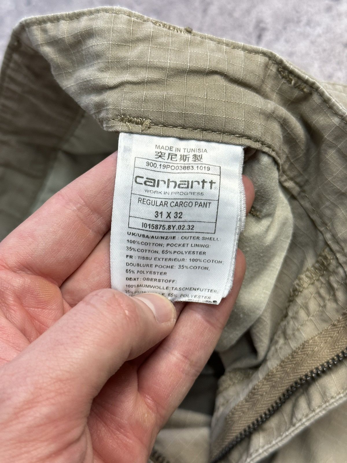 Carhartt × Vintage Vintage Carhartt Cargo Distressed Pants Faded Beige Y2K Size US 31 - 15 Thumbnail