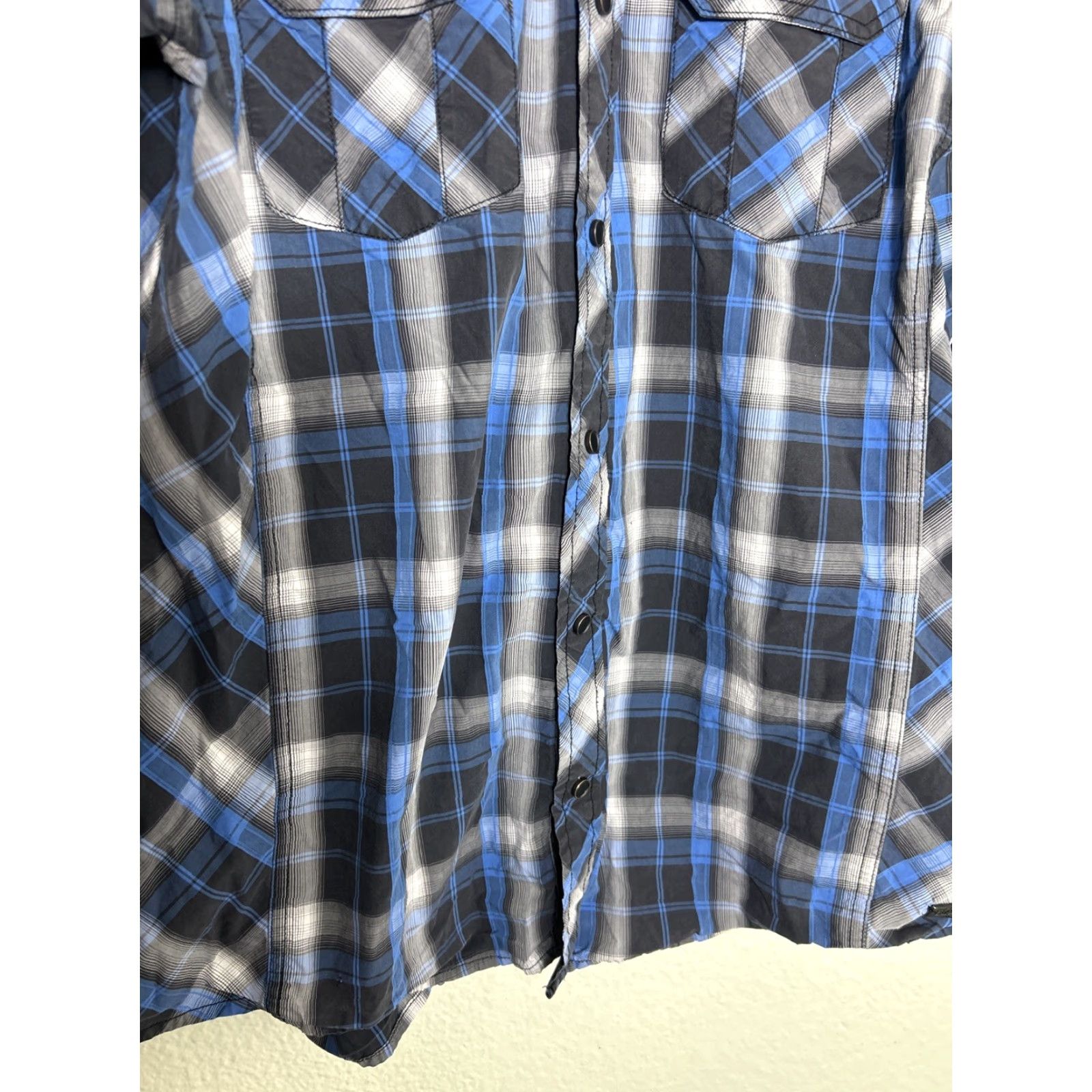 Buckle Black Buckle Black Label Shirt Mens Large Blue Gray Plaid Slim Fit Snap Up Button Collared Western Casual Business Size US L / EU 52-54 / 3 - 5 Thumbnail