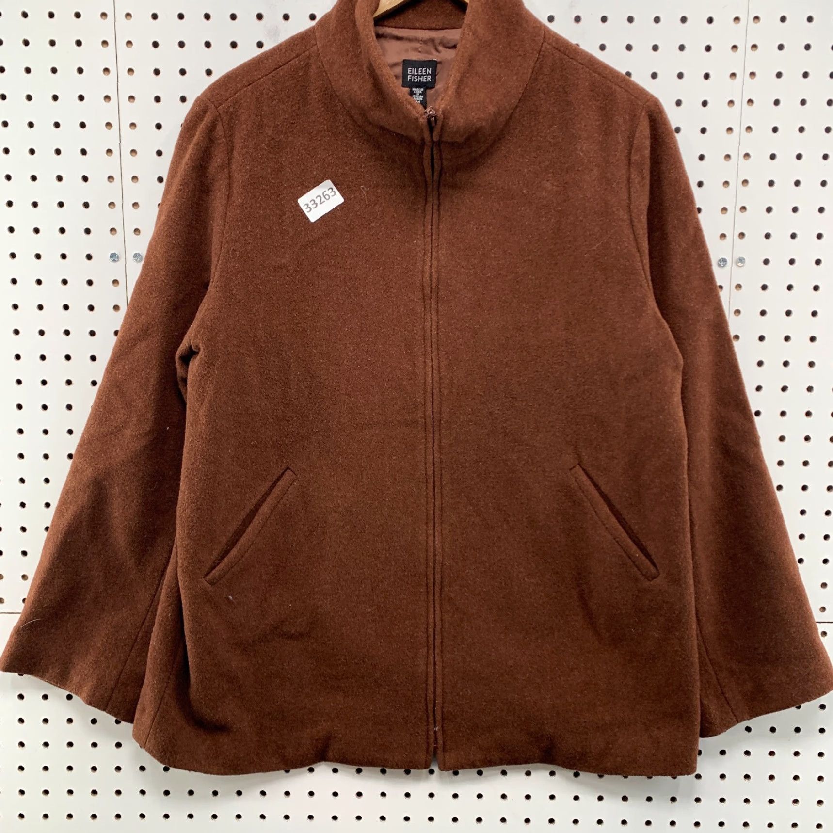 Eileen Fisher VINTAGE Eileen Fisher Brown Wool Jacket Womens Medium Long Sleeve Zip Italian Size M / US 6-8 / IT 42-44 - 6 Thumbnail