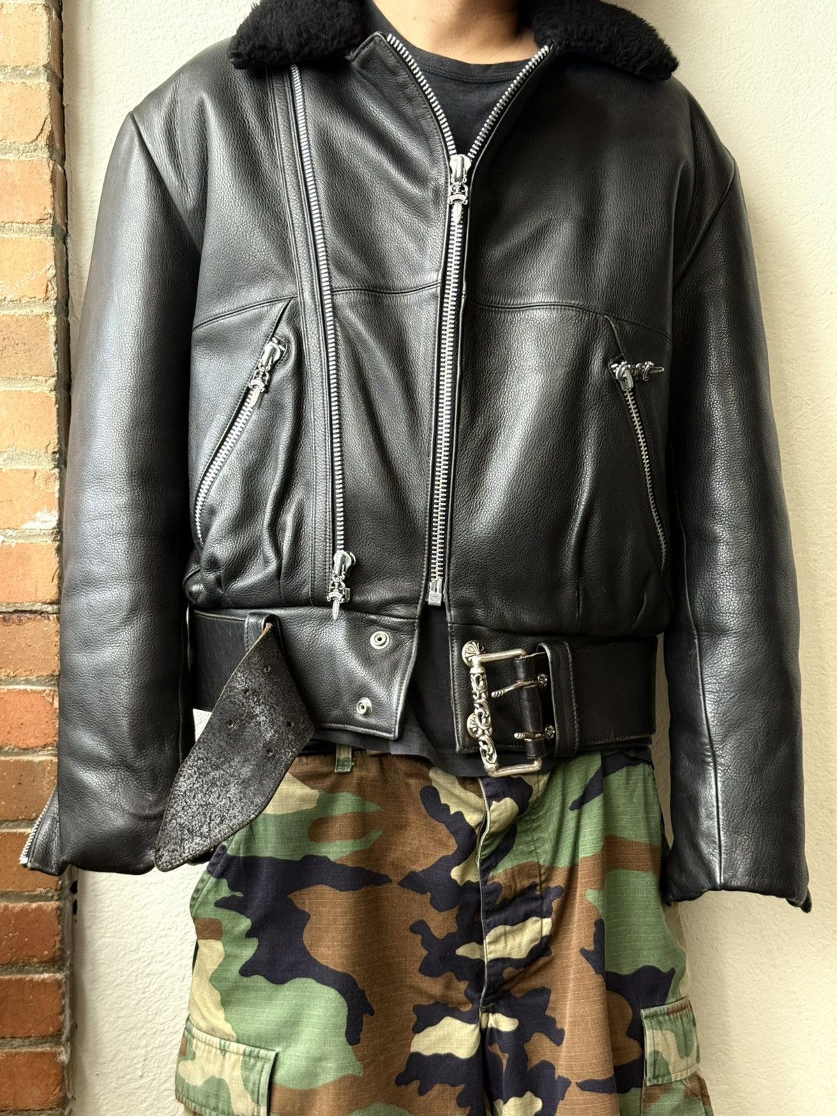 Chrome Hearts Chrome Heart Leather Mink Lined Belt Jacket Size US L / EU 52-54 / 3 - 2 Thumbnail