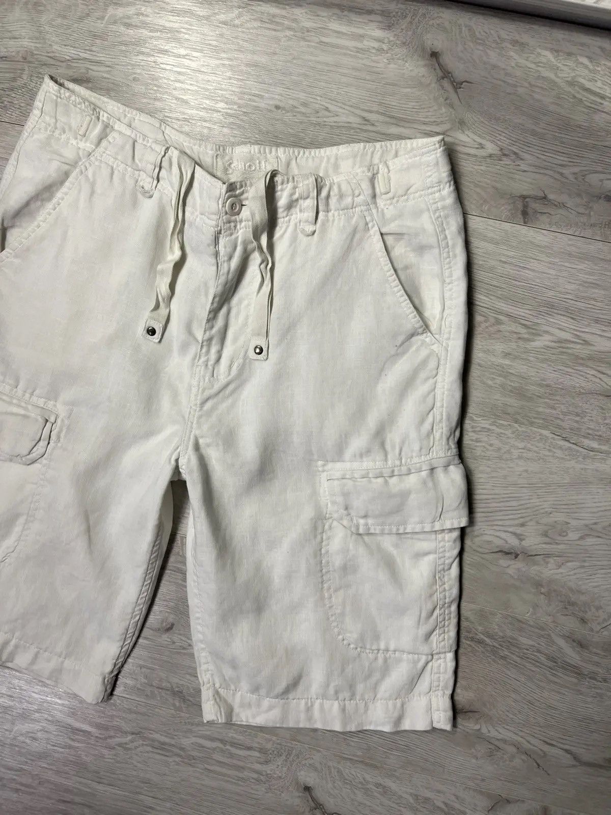 Schott × Vintage Rare Vintage Schott NYC White Cargo Linen Shorts Size US 33 - 4 Thumbnail