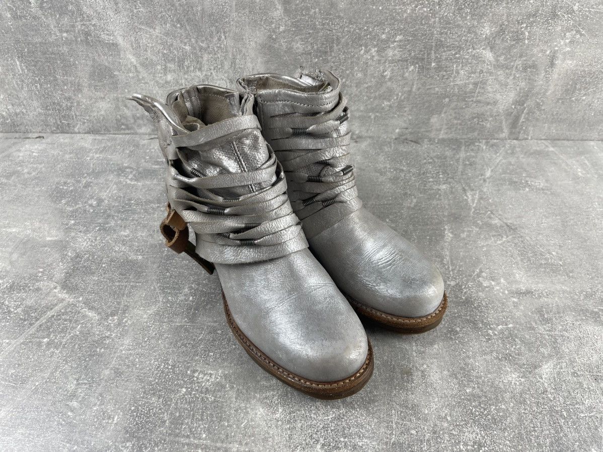 Vintage A.S.98 Archive Silver Straps Glitter Leather Boots Size US 7 / IT 37 - 3 Thumbnail