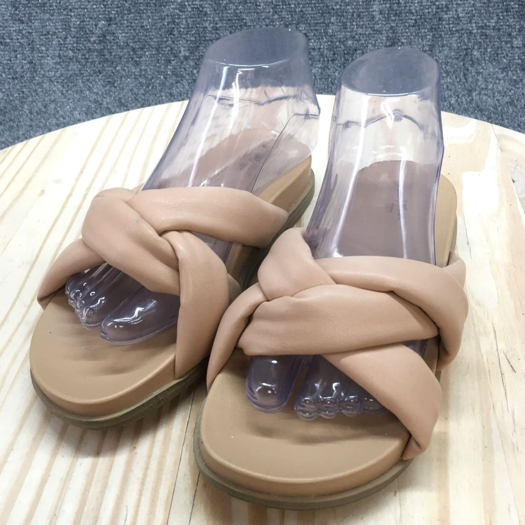 Vintage Universal Thread Sandal Womens 6.5 Cosette Padded Slide Beige Faux Leather Size US 7 / IT 37 - 3 Thumbnail